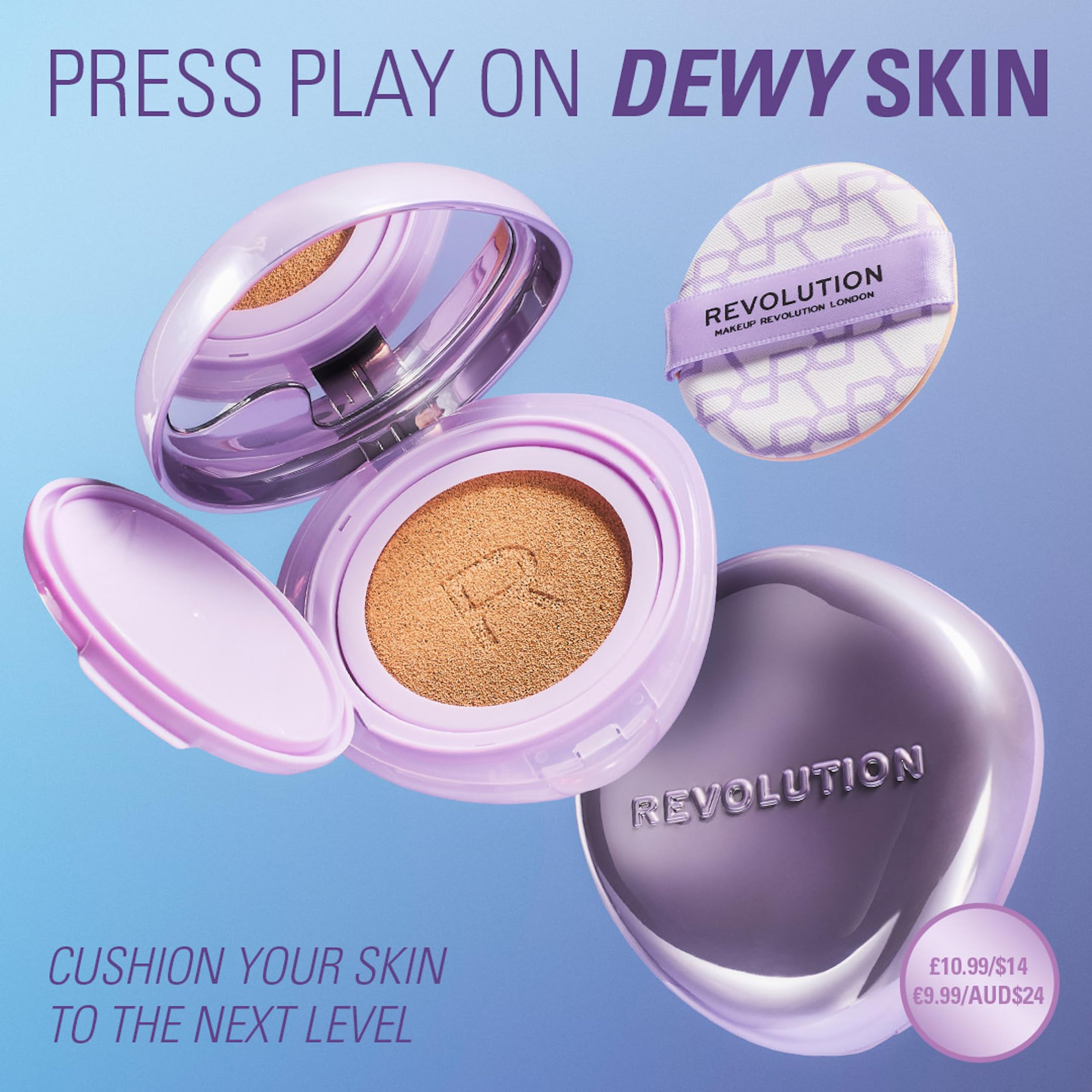 Revolution Beauty London Superdewy Cushion Foundation - Buildable Coverage | Hydrating Finish | Medium Tan Cool 7