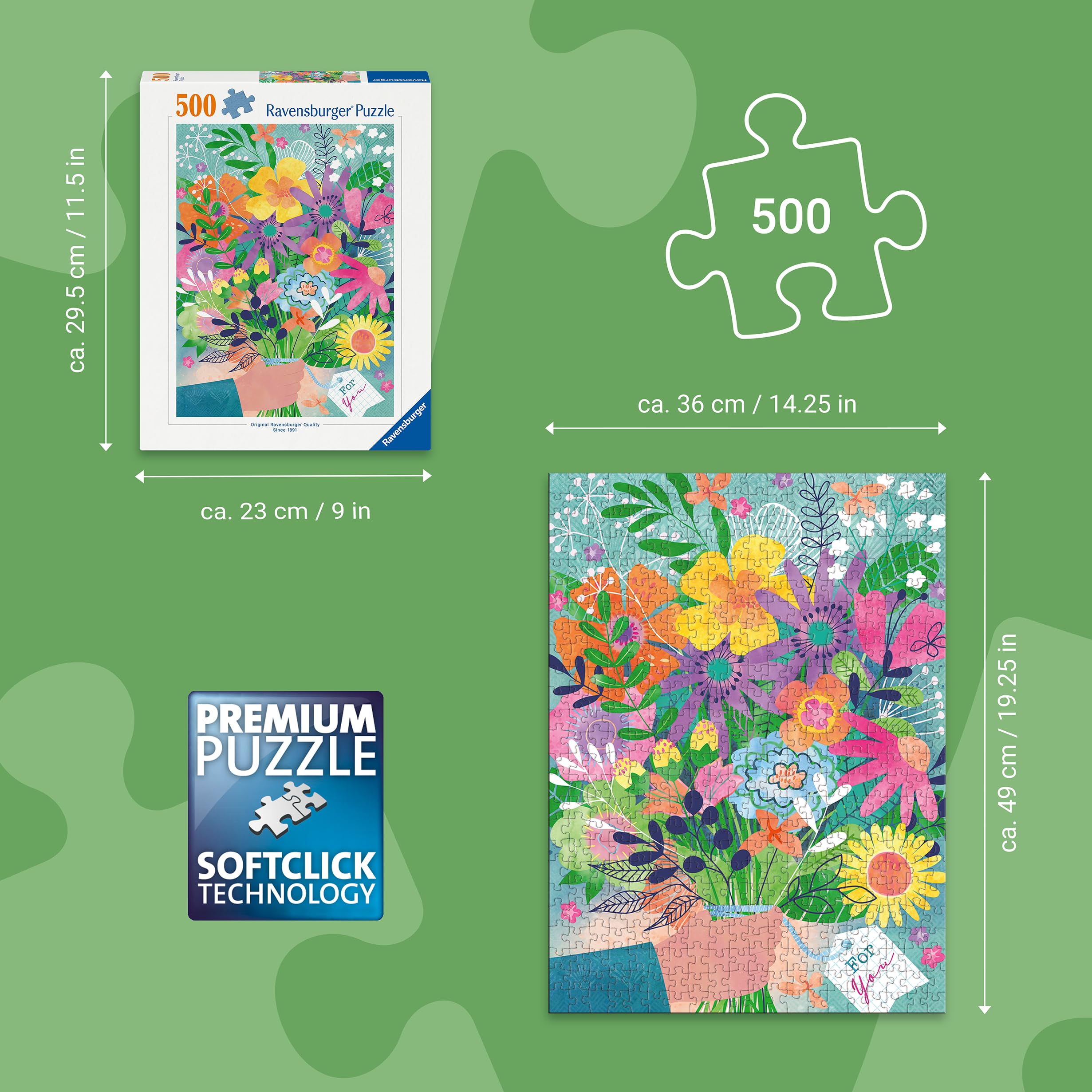 Ravensburger Flowers for You Jigsaw Puzzle - 500 Pieces | Glare-Free Finish | FSC Certified 3