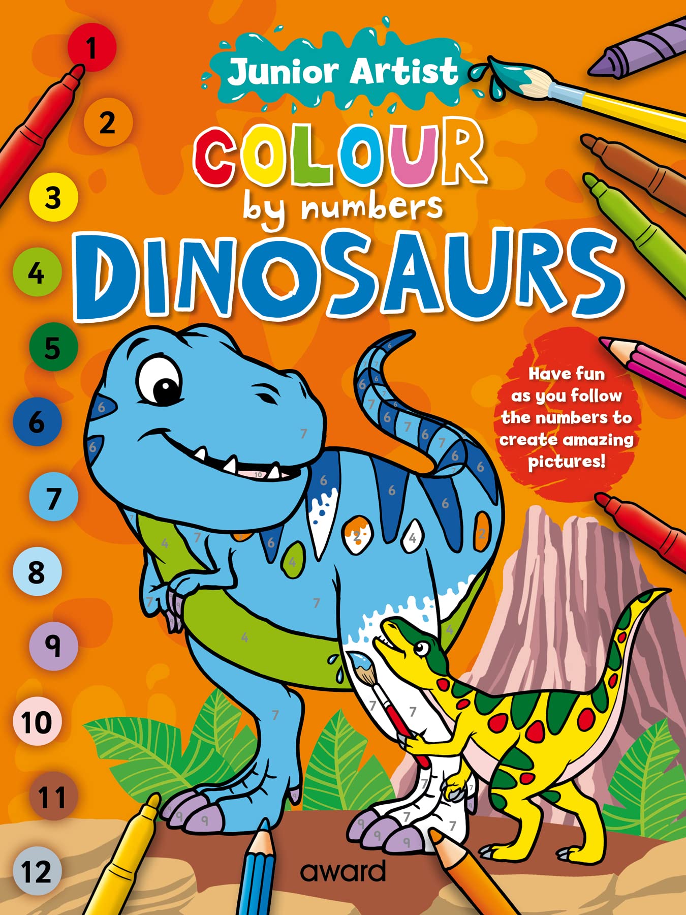 Award Publications Ltd Junior Artist Colour By Numbers: Dinosaurs | Paperback | Ages 5+