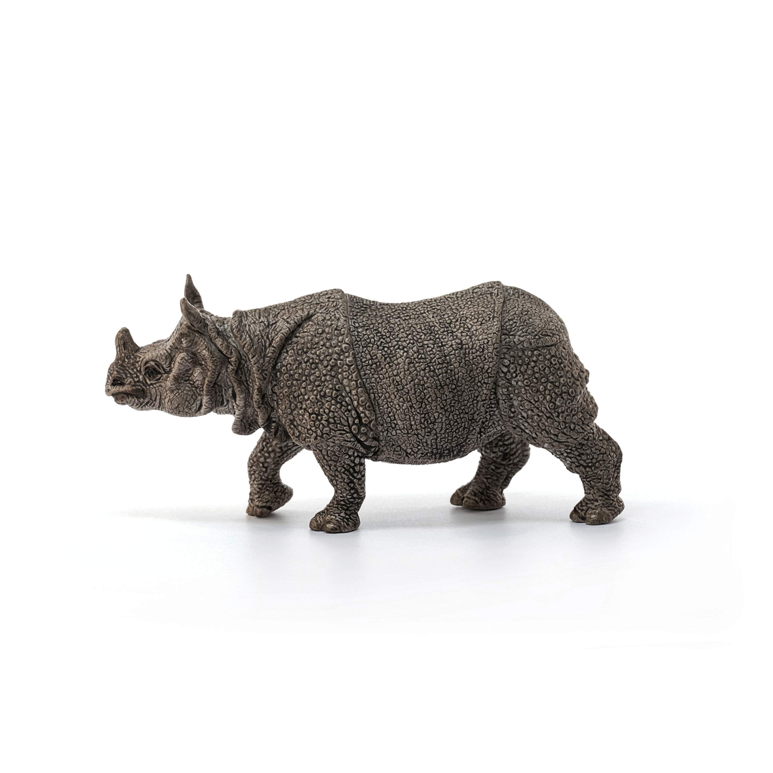 SCHLEICH Indian Rhinoceros Wildlife Figurine - Hand-Painted Educational Toy for Kids 4