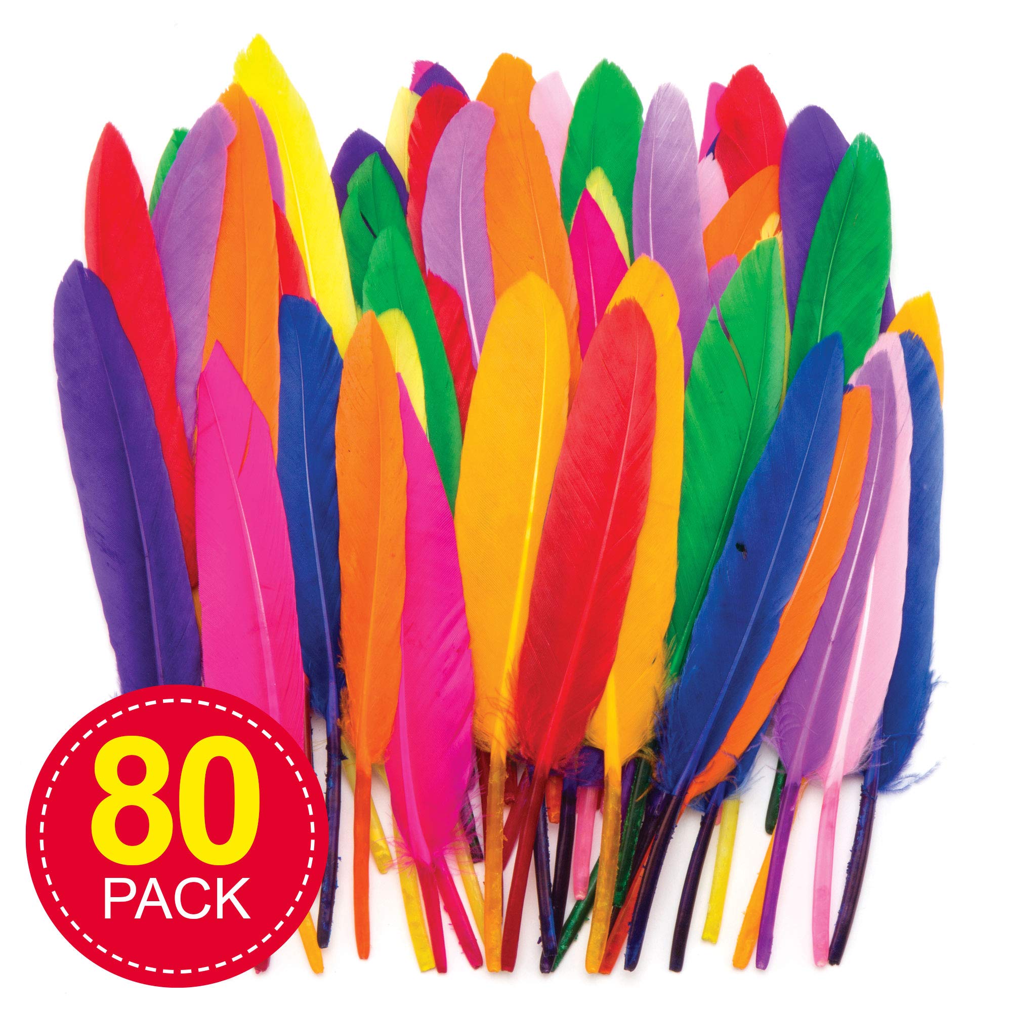 Baker Ross AR245 Mini Quill Feathers Value Pack - 80 Assorted Colours, 13cm | Craft & Decor 2