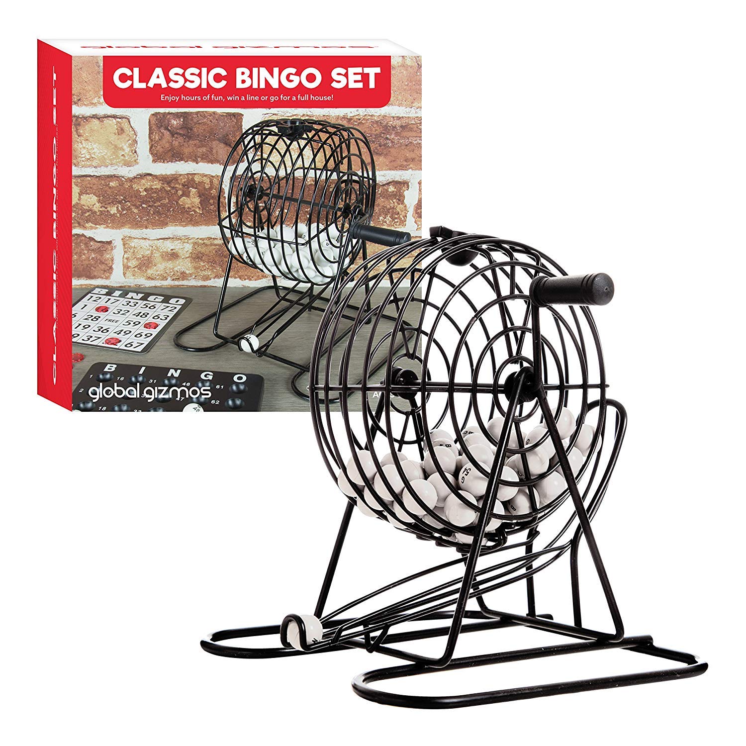 Global Gizmos 50690 Traditional Bingo Set - Includes Cage, 75 Balls, 18 Cards, 150 Markers | Family Game 5