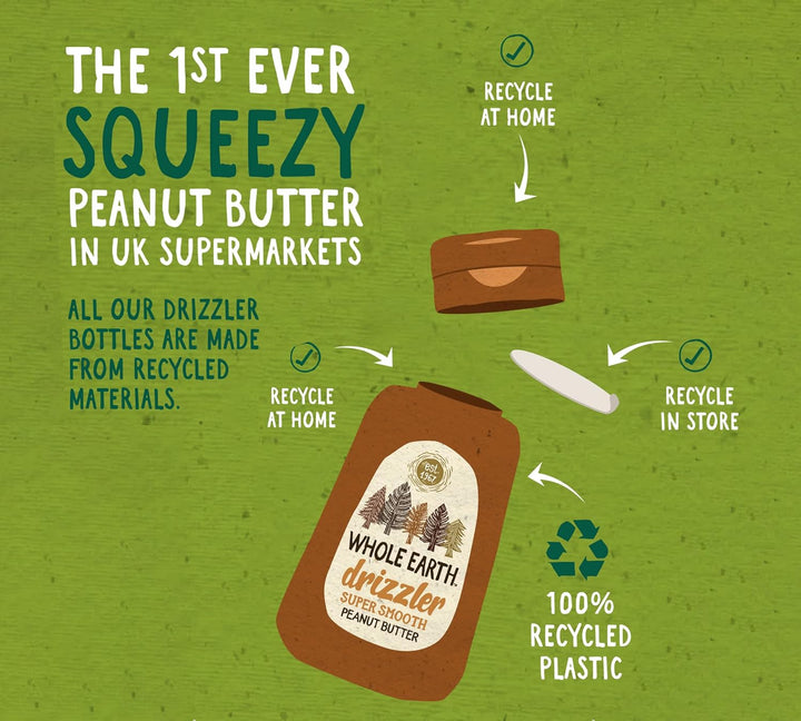 Whole Earth Drizzler Original Roasted Peanut Butter - Super Smooth Squeezy Spread
