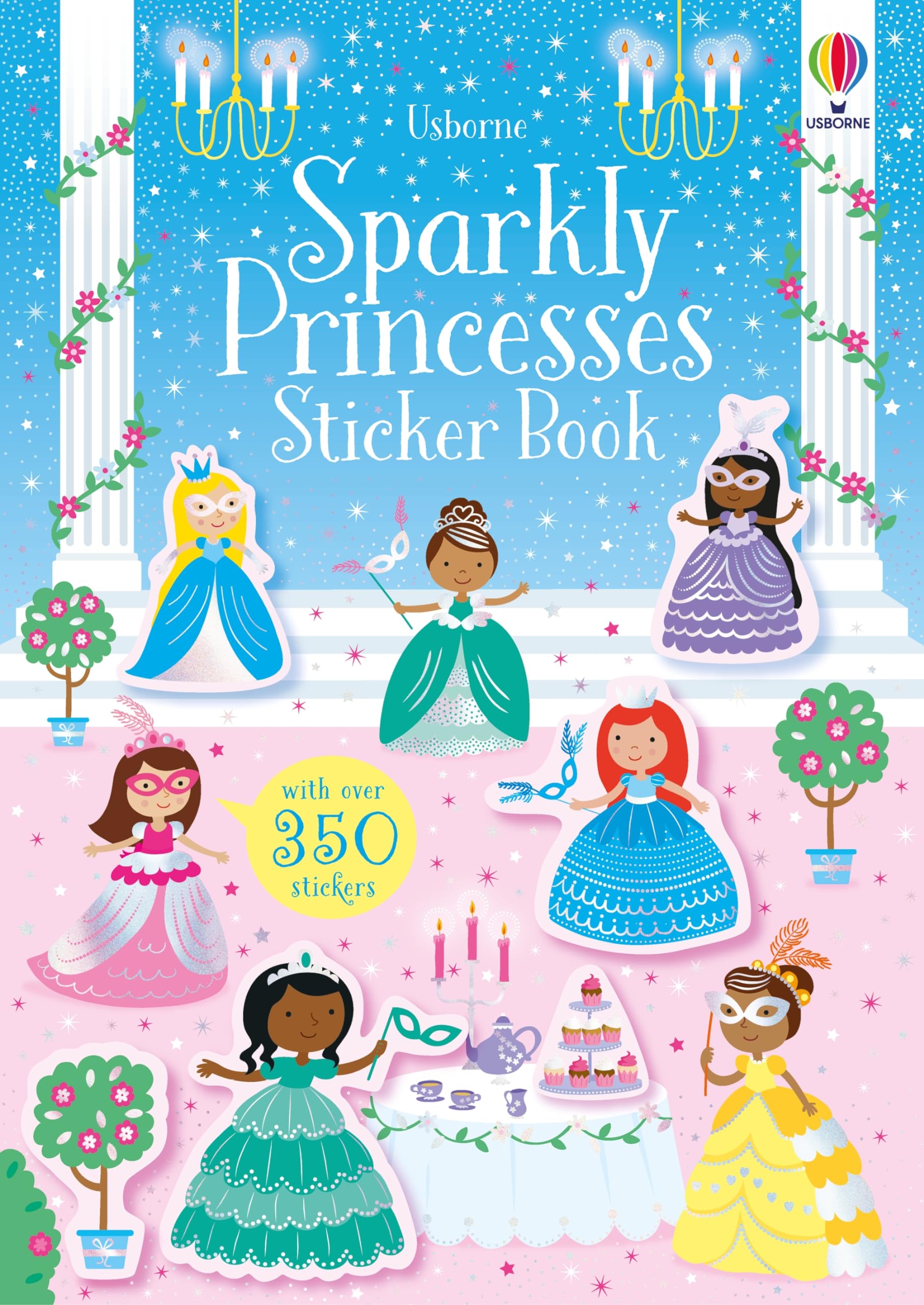 Usborne Sparkly Princesses Sticker Book - Over 350 Reusable Stickers | Ages 3-6 | Paperback