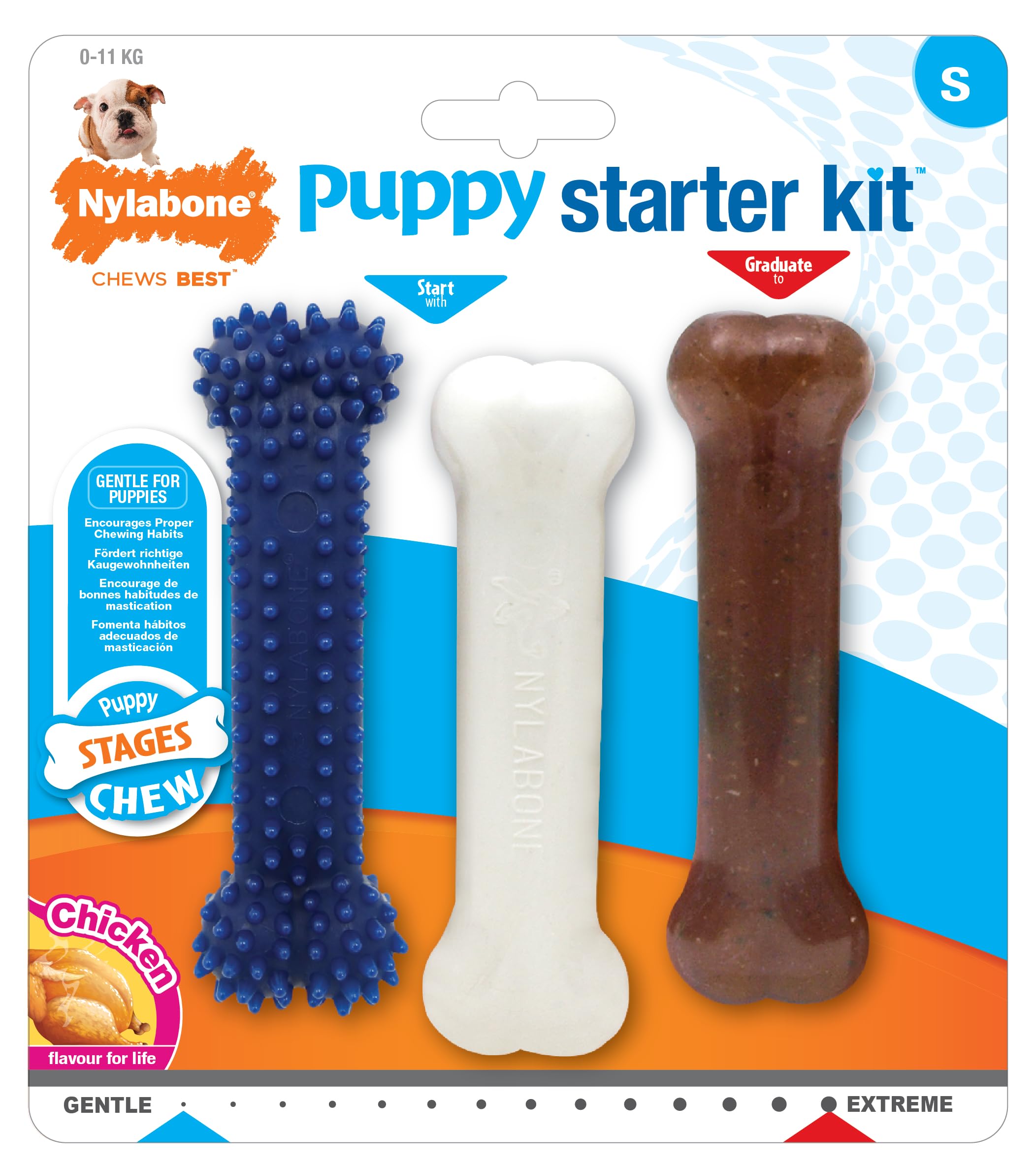Nylabone Puppy Starter Kit - Pack of 3 Gentle Chew Toys for Puppies up to 11 kg 1
