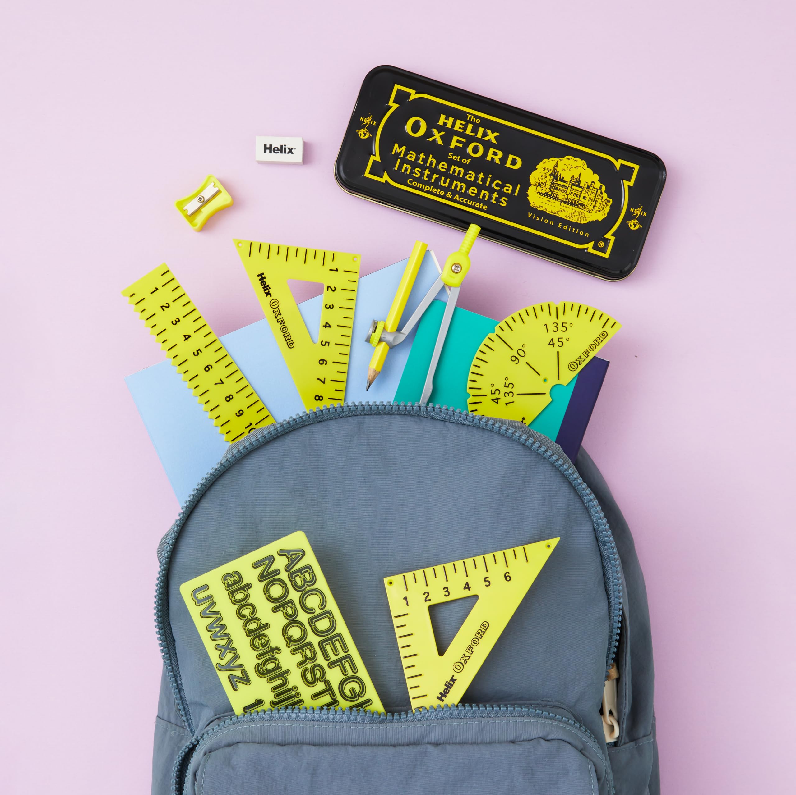 Helix Oxford Vision Maths Set - RNIB Accredited, High Contrast Yellow/Black, Pack of 1 7