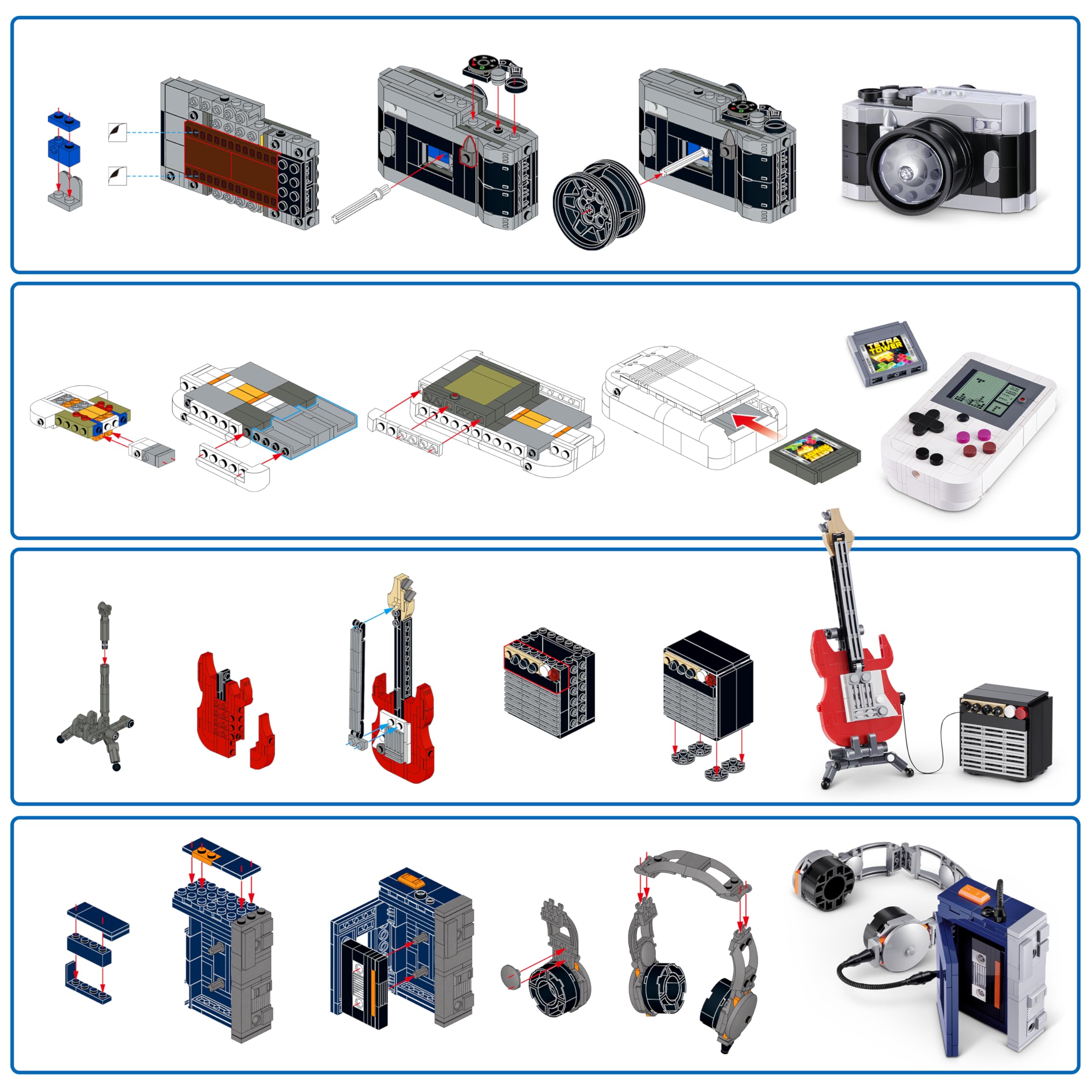 Max Build More Premium Retro Series 2 4 Pack Building Set | Compatible with Leading Brands | Up to 188 Pieces per Build