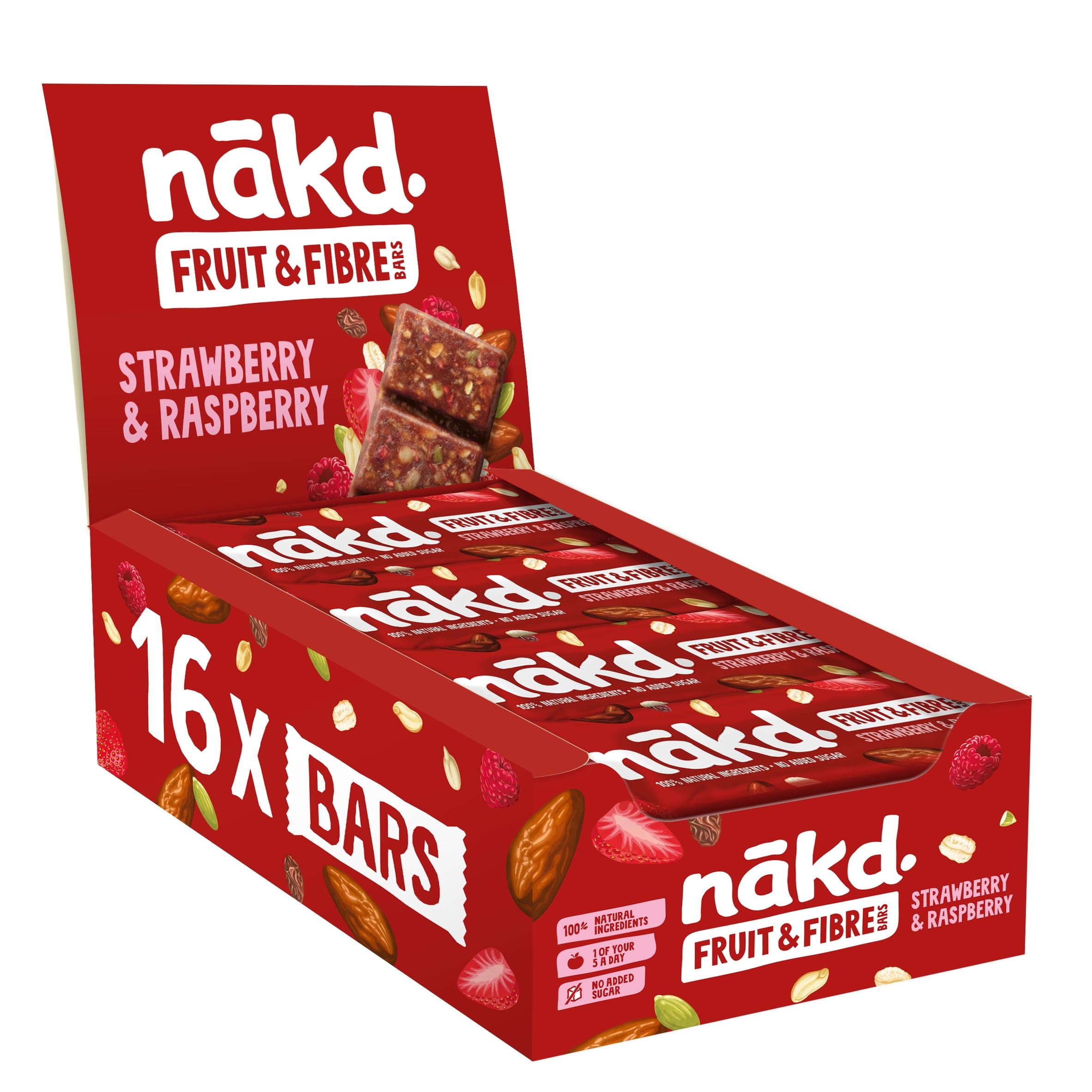 Nakd Strawberry & Raspberry Fruit & Fibre Bar - Vegan, Gluten Free, High in Fibre, 1 of Your 5 A Day 1