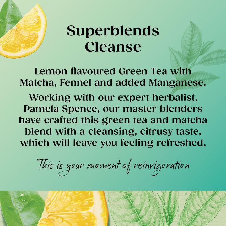 Twinings Superblends Cleanse Tea - Green Tea Herbal Infusion with Matcha, Lemon & Fennel Seeds, 20 Biodegradable Tea Bags