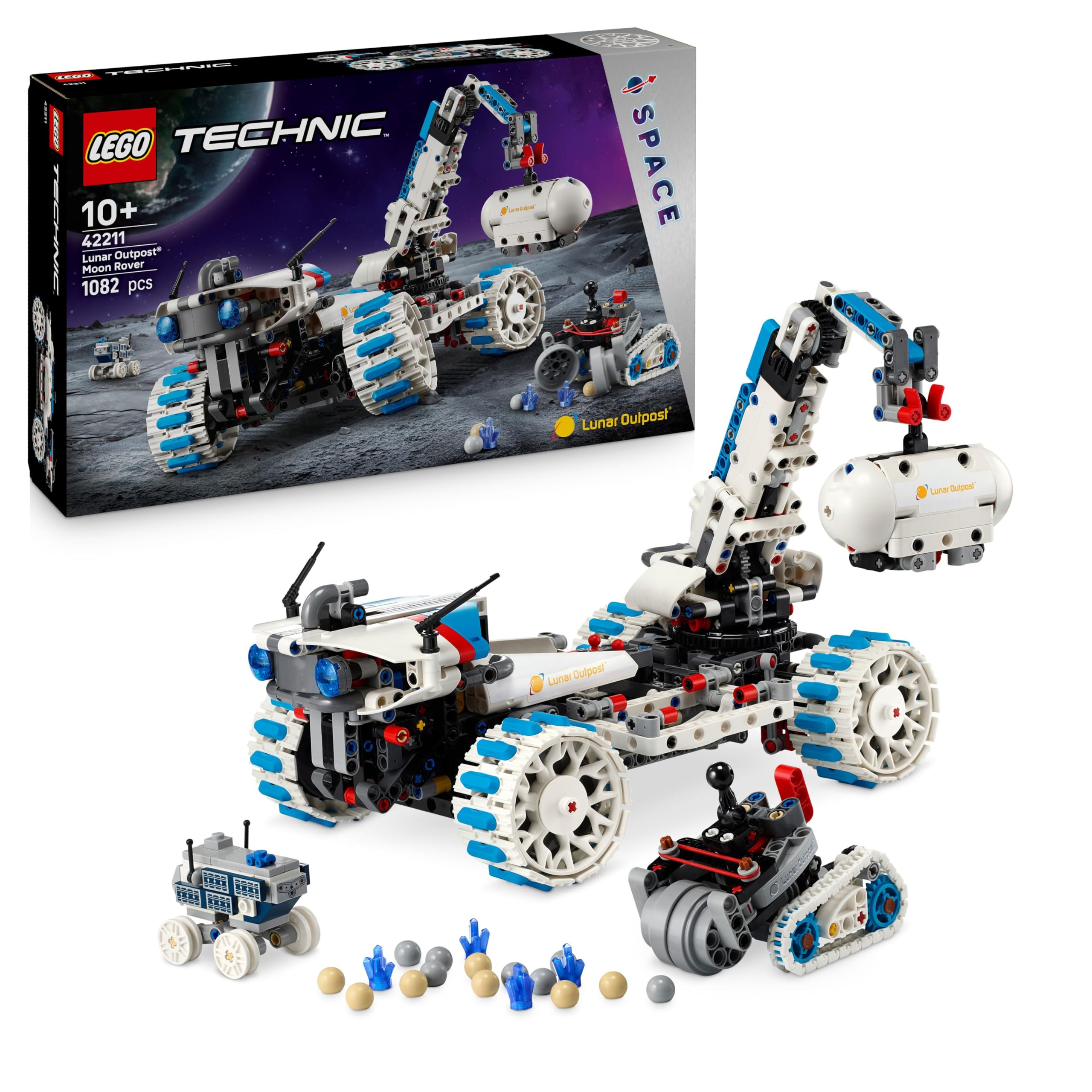 LEGO Technic Lunar Outpost Moon Rover Space Vehicle - STEM Building Set for Ages 10+