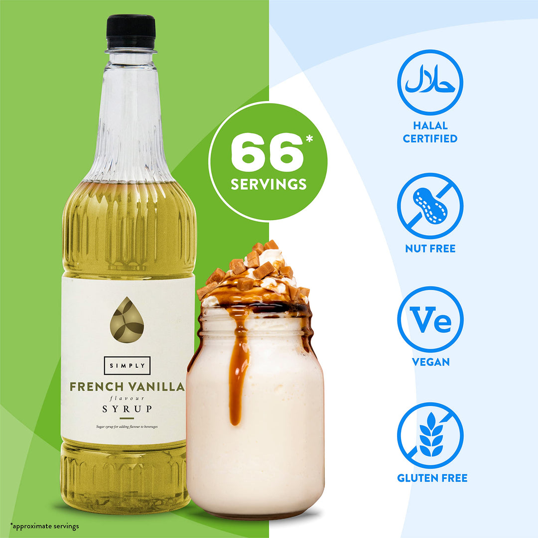 Simply - French Vanilla Syrup, Vegan & Nut Free, 1 Litre