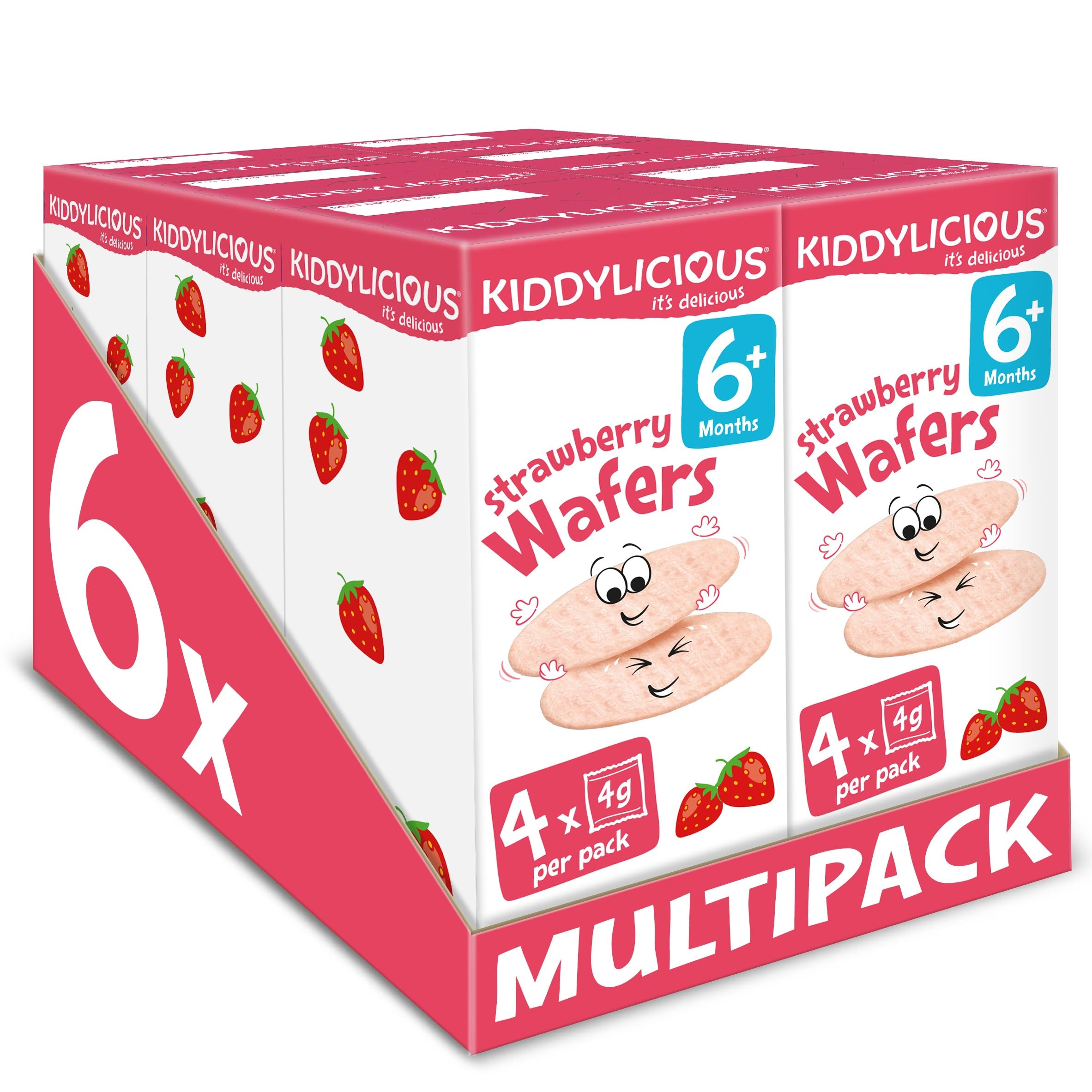 Kiddylicious - Strawberry Mini Wafers Gluten Free Dairy Free Kids Snack 1