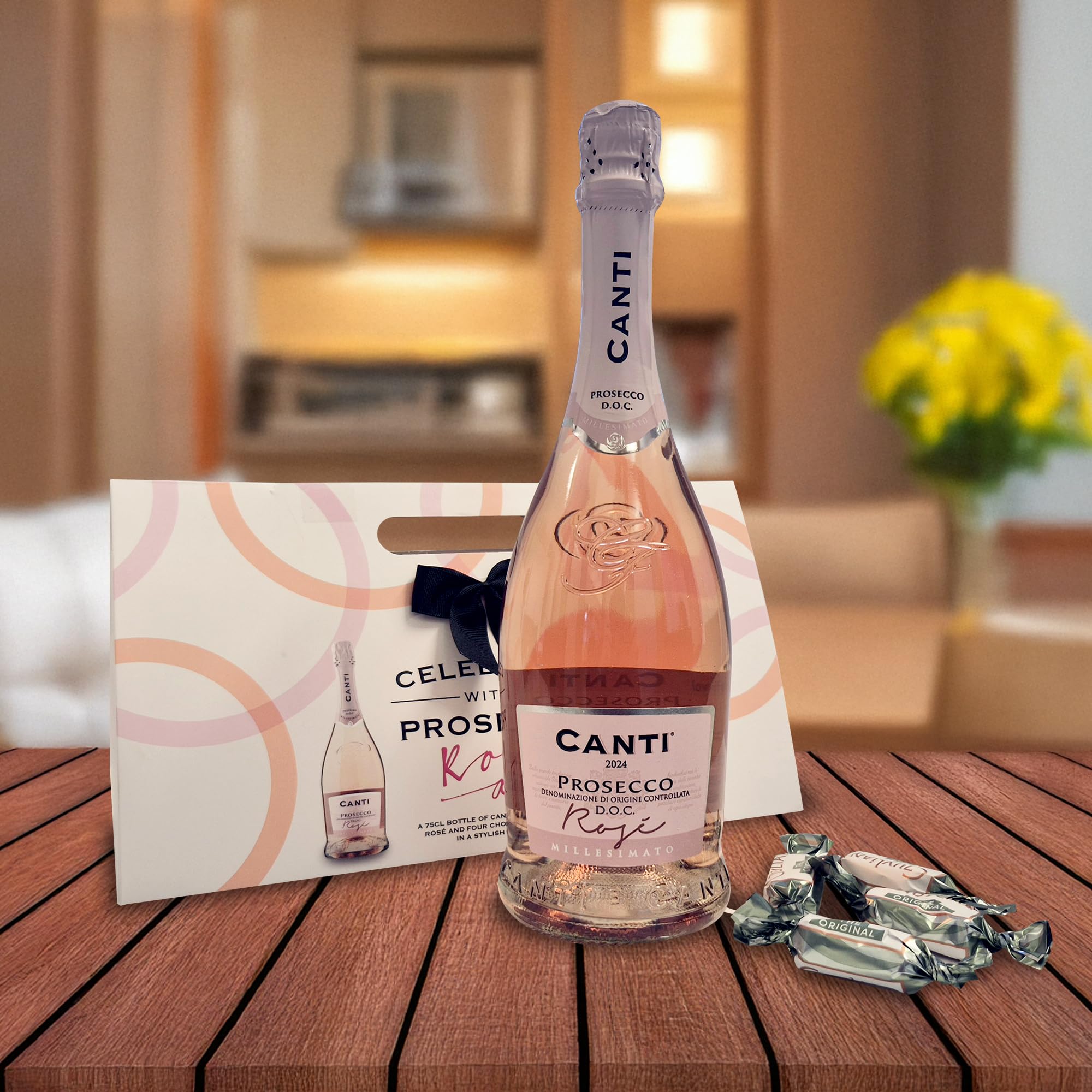 Canti Prosecco Rose 75cl & 4x Guylian Praline Temptations Belgian Chocolates 6