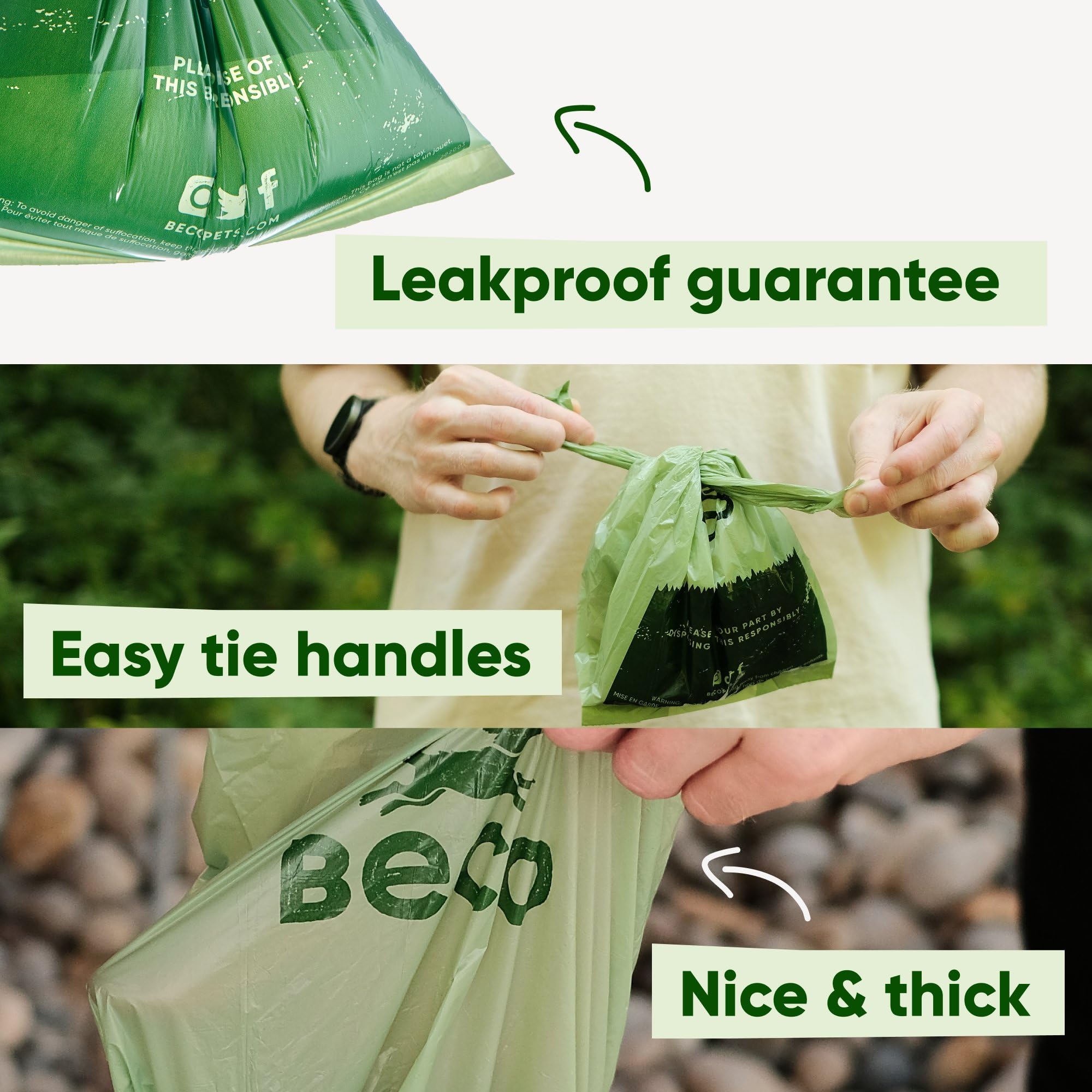 Beco Dog Poo Bags - Strong, Leakproof & Large Handles | 270 Count Unscented Bags 4