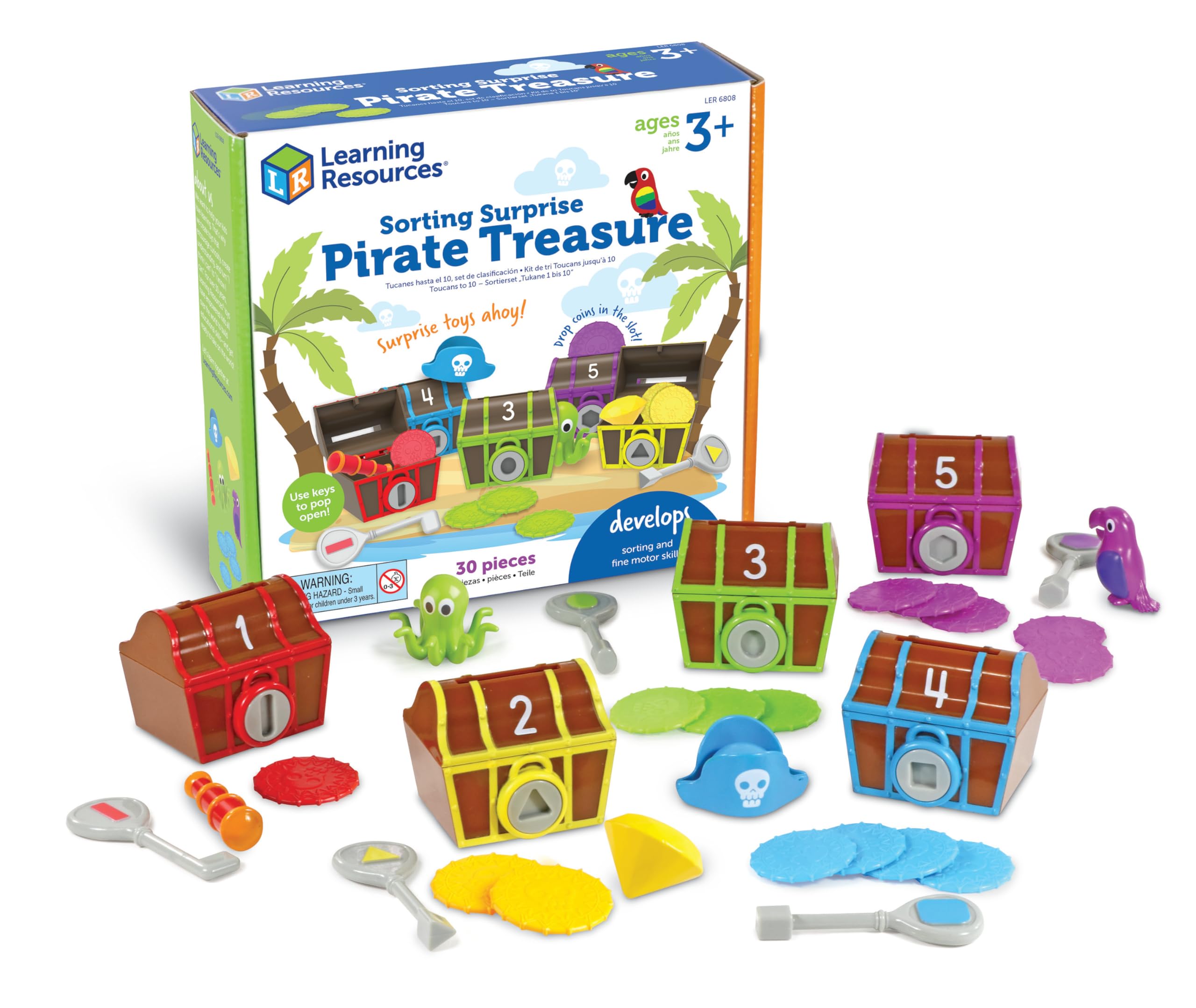 Learning Resources Sorting Surprise Pirate Treasure - Color & Shape Matching Toy for Ages 3+