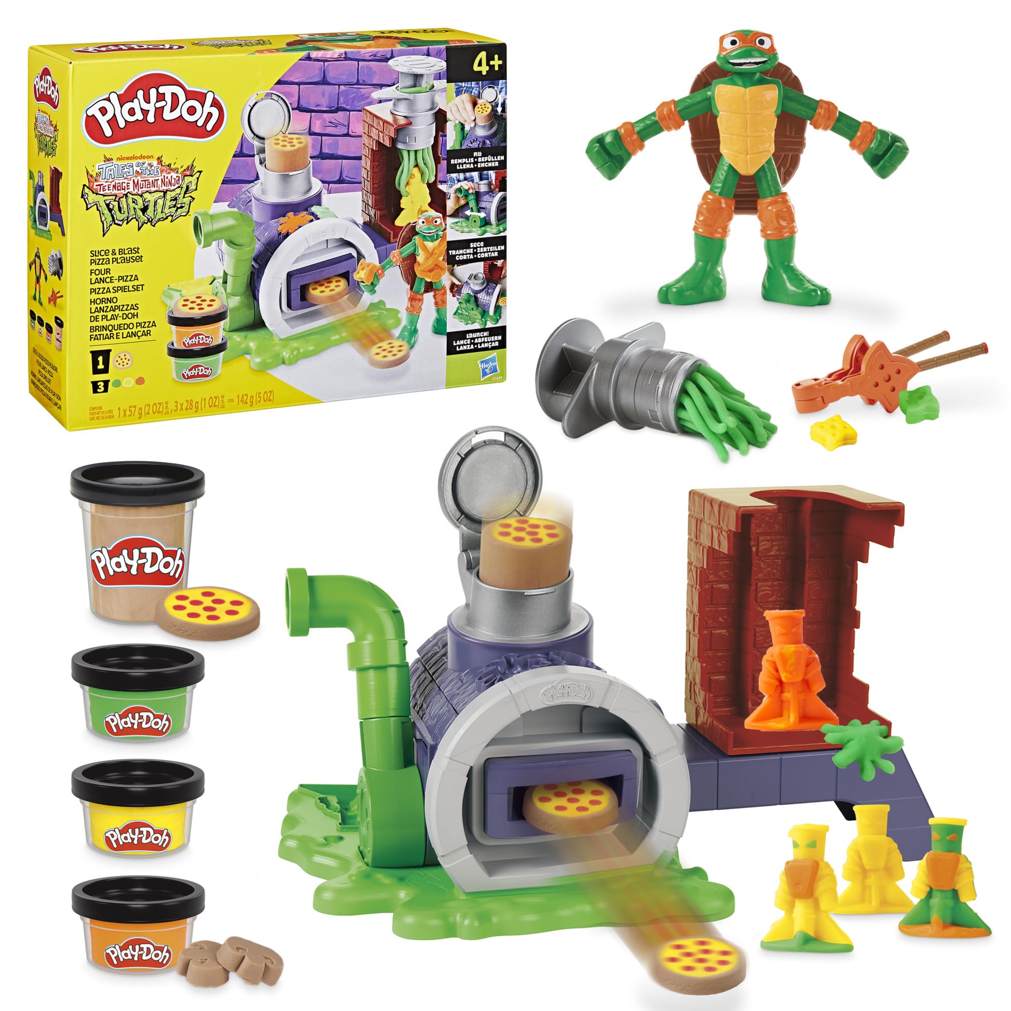Play-Doh Teenage Mutant Ninja Turtles Slice & Blast Pizza Playset - Ages 4+ | Includes Mikey Figure 1