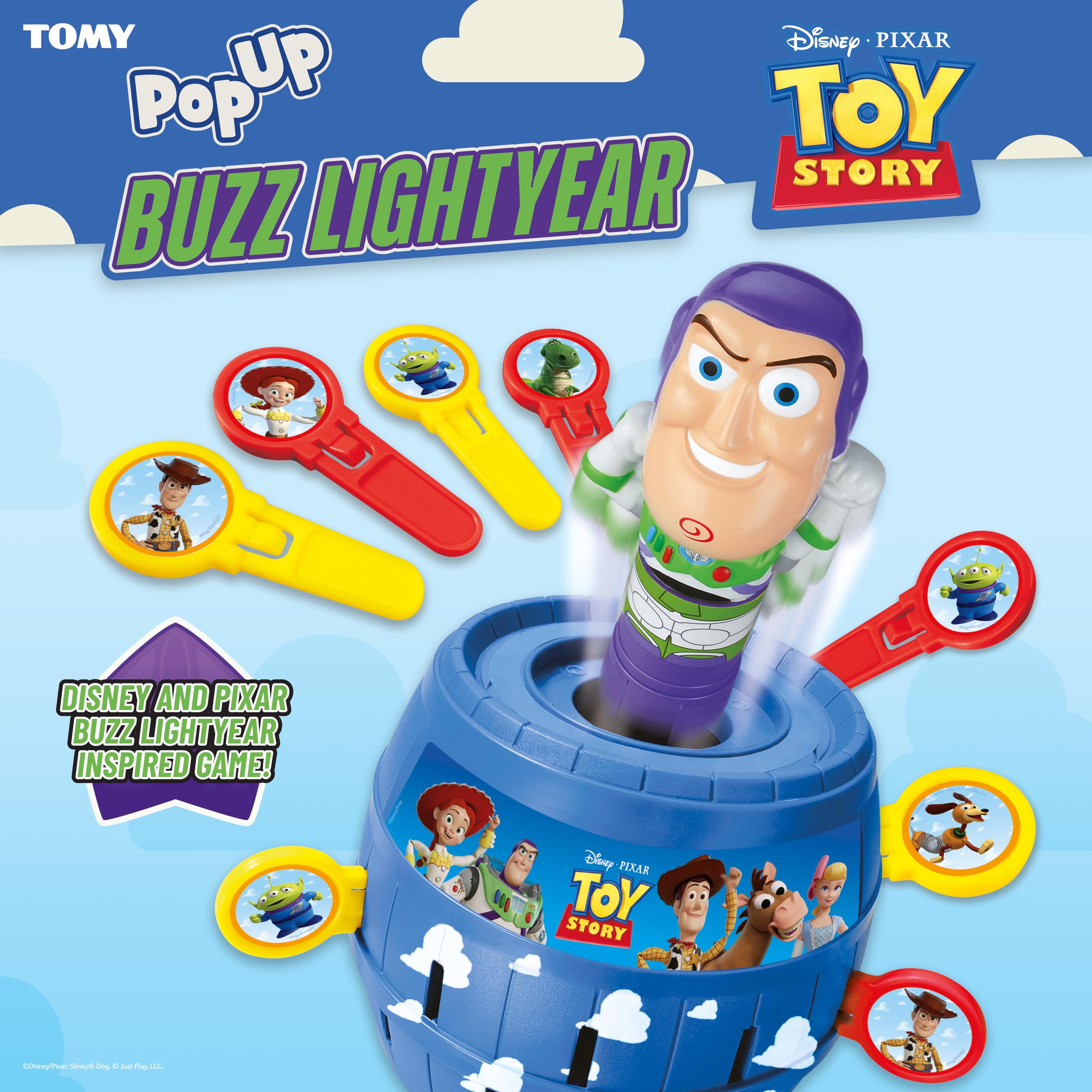TOMY Pop Up Buzz Lightyear Game - Family Guessing Action Game for Ages 4+ | 2-4 Players