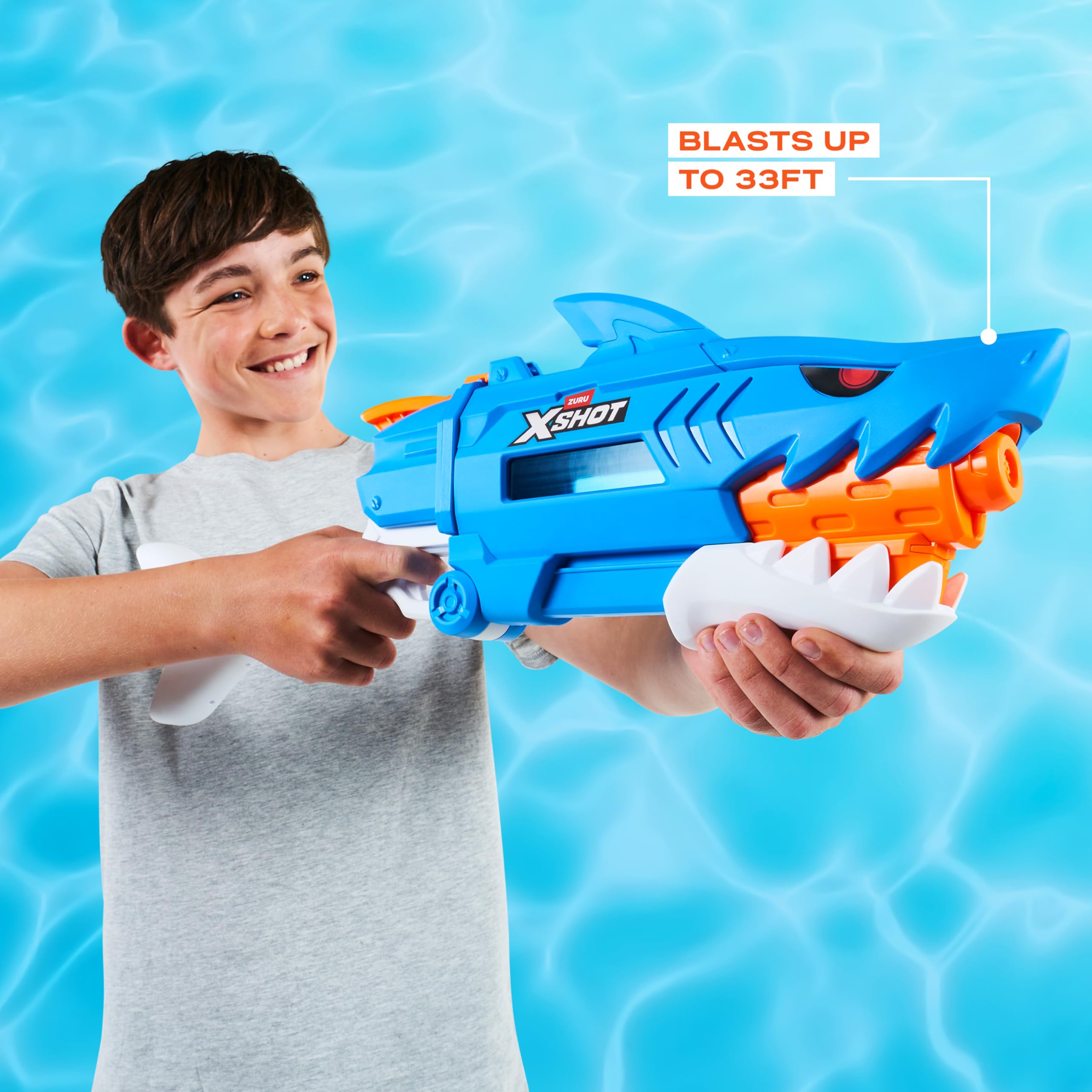 XSHOT Fast-Fill Shark Attack Water Blaster by ZURU | 700ml Capacity | 33ft Range 4
