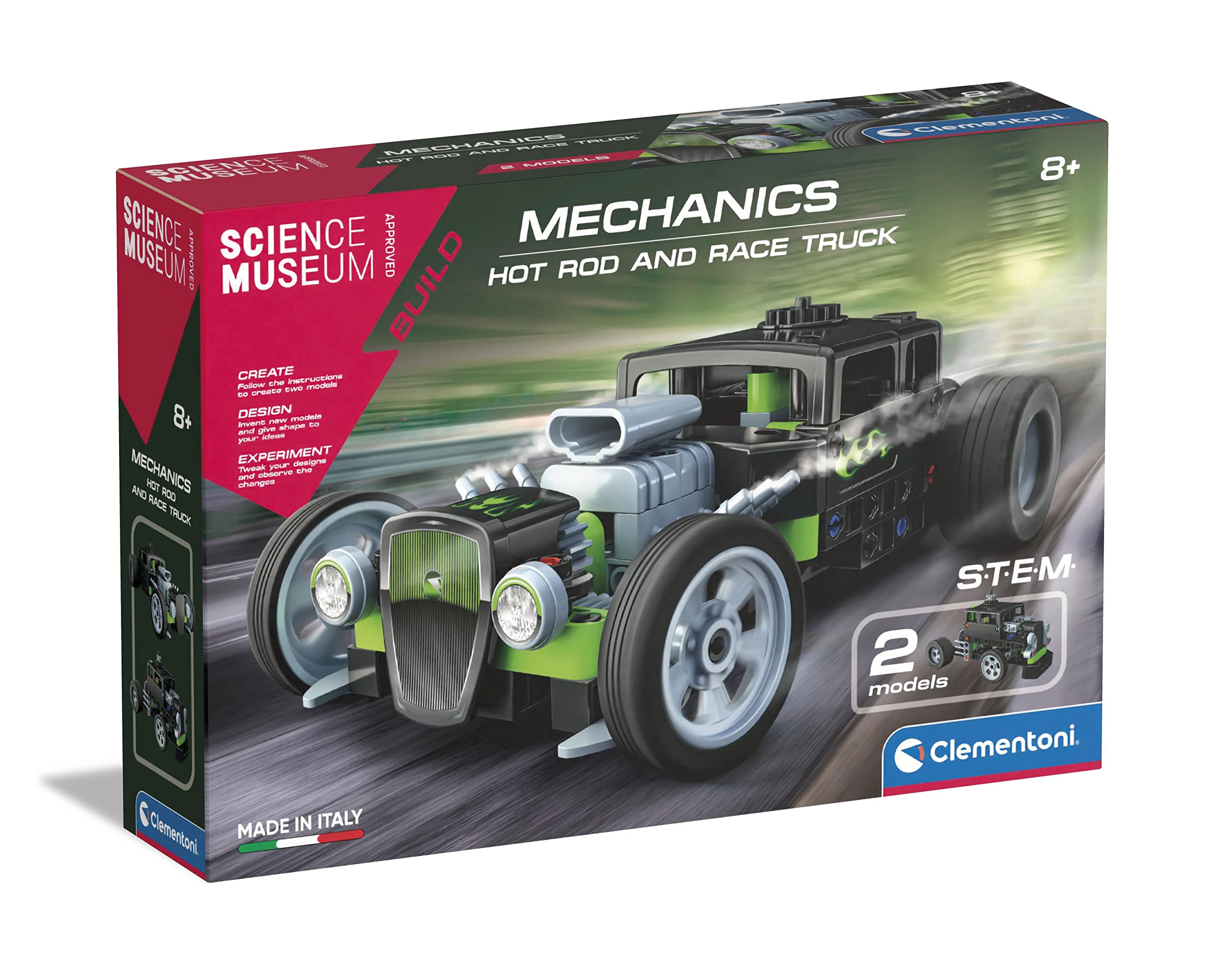 Clementoni Science Museum Mechanics - Hot Rod & Rocket Truck Building Set for Kids 8-12 7
