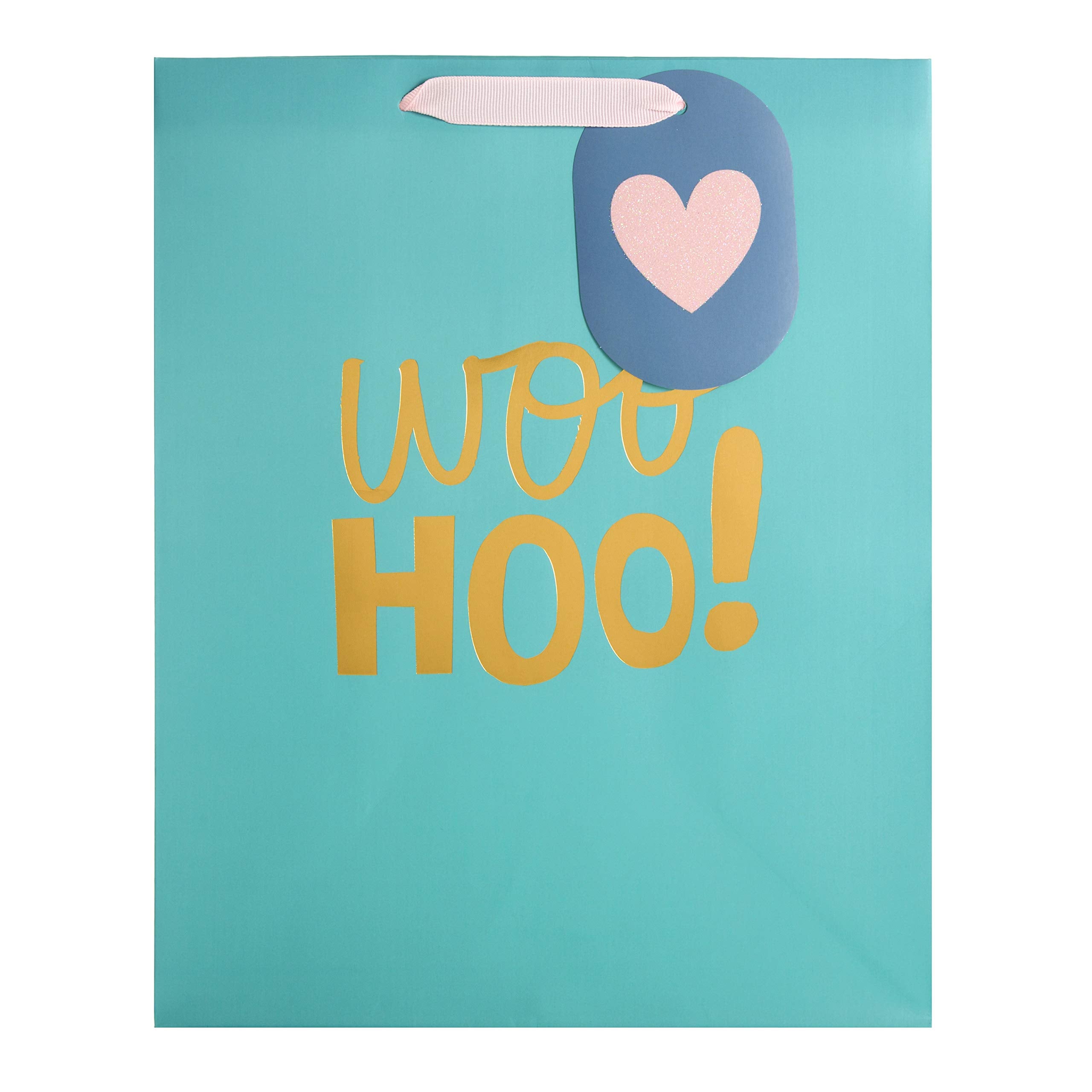 Hallmark Large Multi-Occasion Gift Bag - Woo Hoo Text Design | Turquoise | 33 cm x 26.5 cm x 14.6 cm