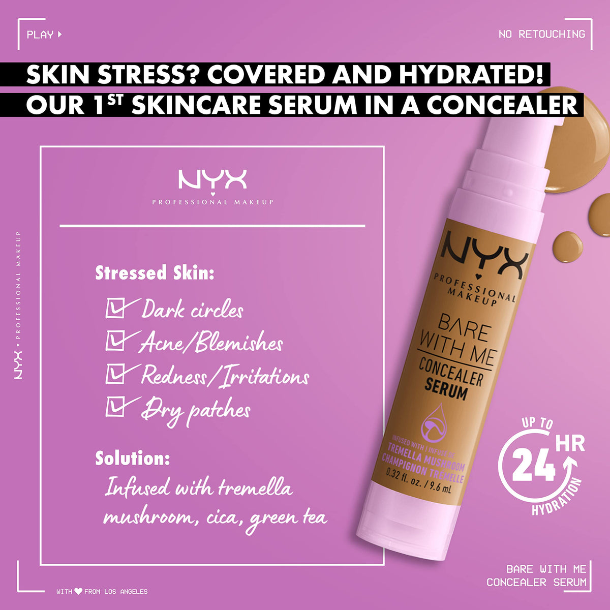 NYX PROFESSIONAL MAKEUP Bare With Me Concealer Serum - 24H Hydration, Medium Coverage, Shade: Light