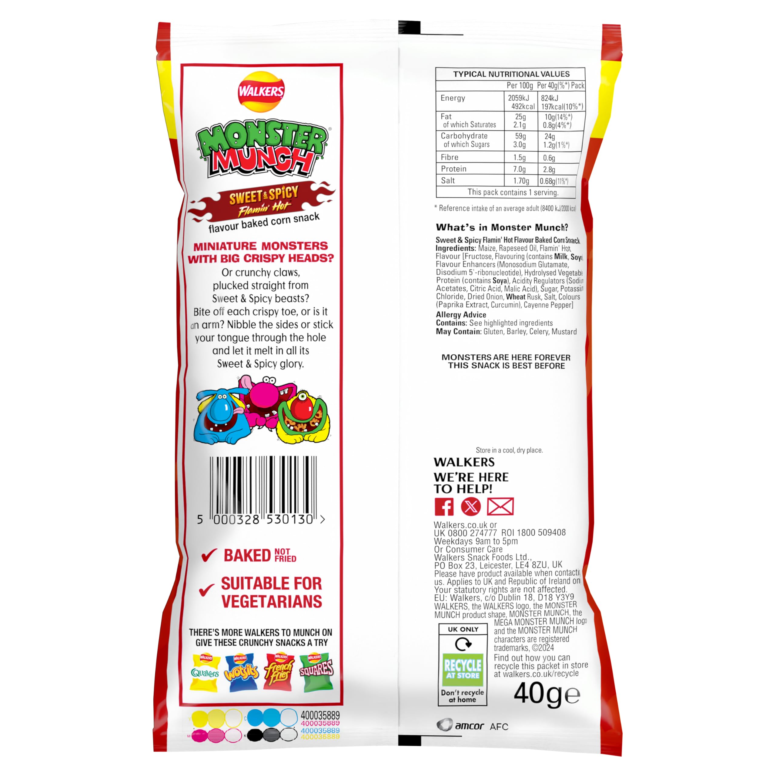 Walkers Monster Munch Flamin' Hot Snacks Crisps 40g (Case of 35) 5