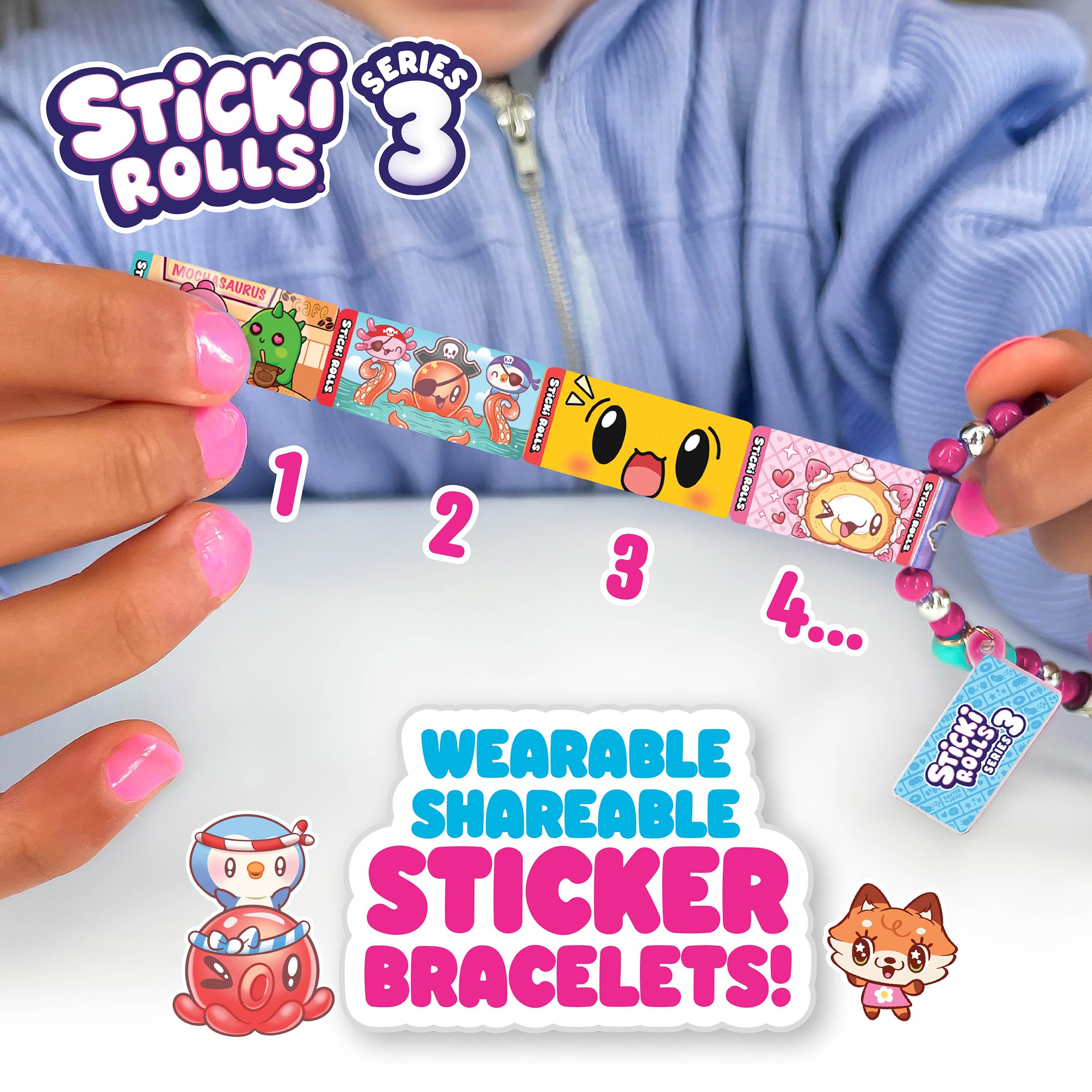 STICKI ROLLS Sticki Band Single Pack S3 - Wearable, Shareable Sticker Bracelets | Ages 5+ 2