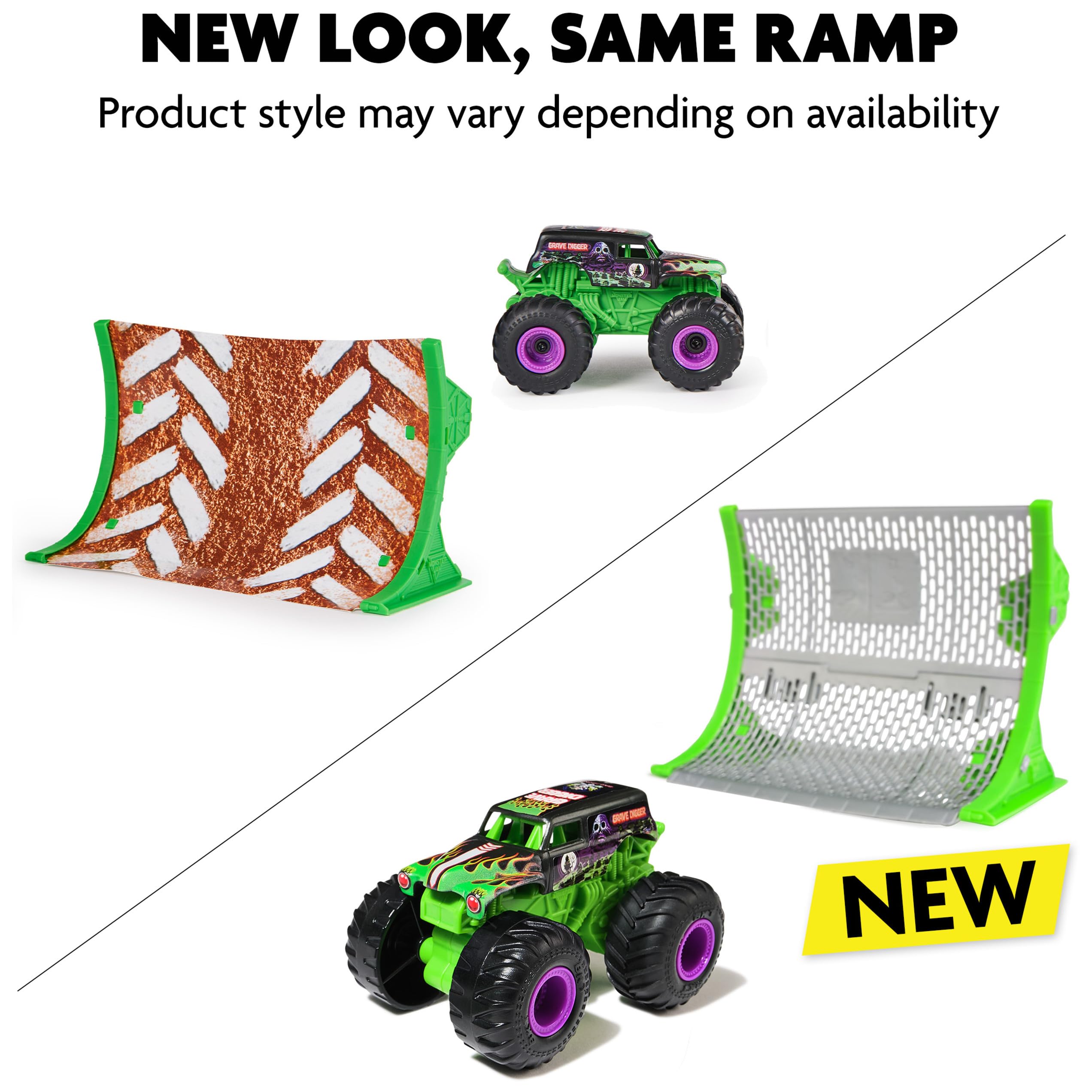 Monster Jam Grave Digger 1:64 Scale RC Truck with Ramp - Remote Control Monster Vehicle for Kids 12