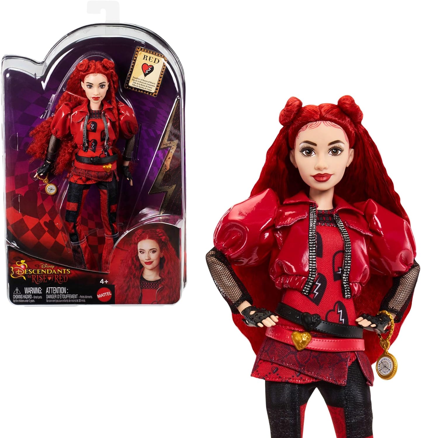 Disney Descendants: The Rise of Red Fashion Doll – Red, Daughter of Queen of Hearts, 11-Point Articulation, Ages 4+