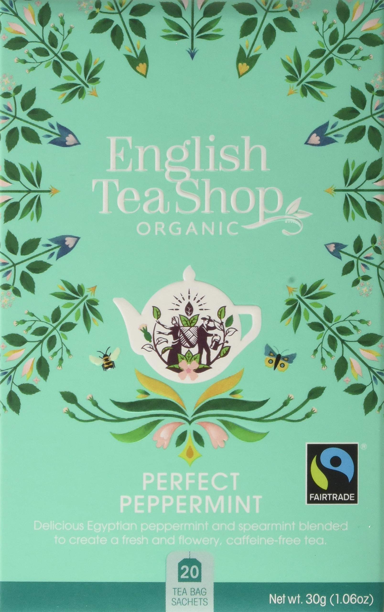 English Tea Shop Perfect Peppermint Herbal Tea - 20 Count, Caffeine-Free, 30g 1