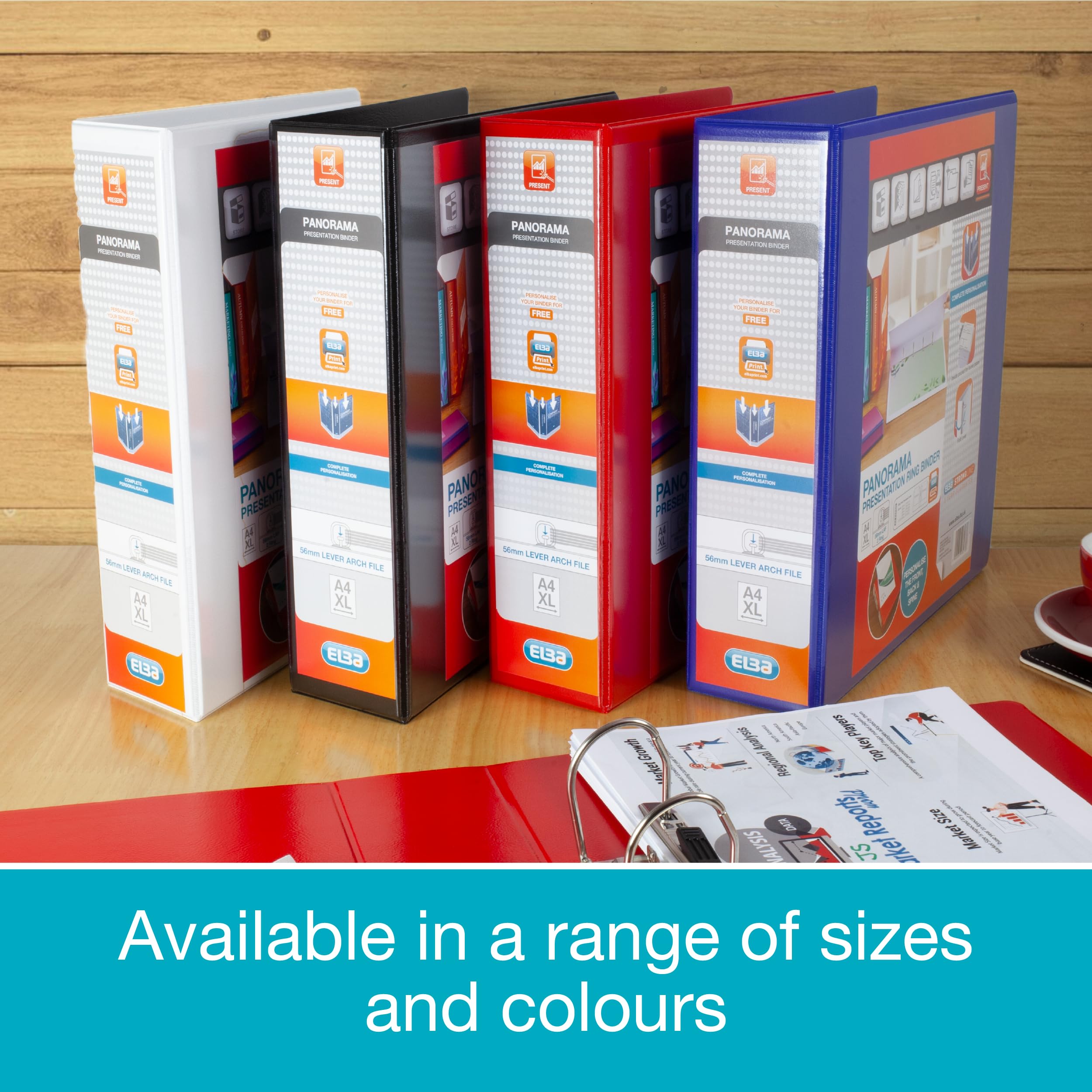 Elba Presentation A4 Lever Arch File | Red Plastic | 90mm Spine | 560 Sheet Capacity 6