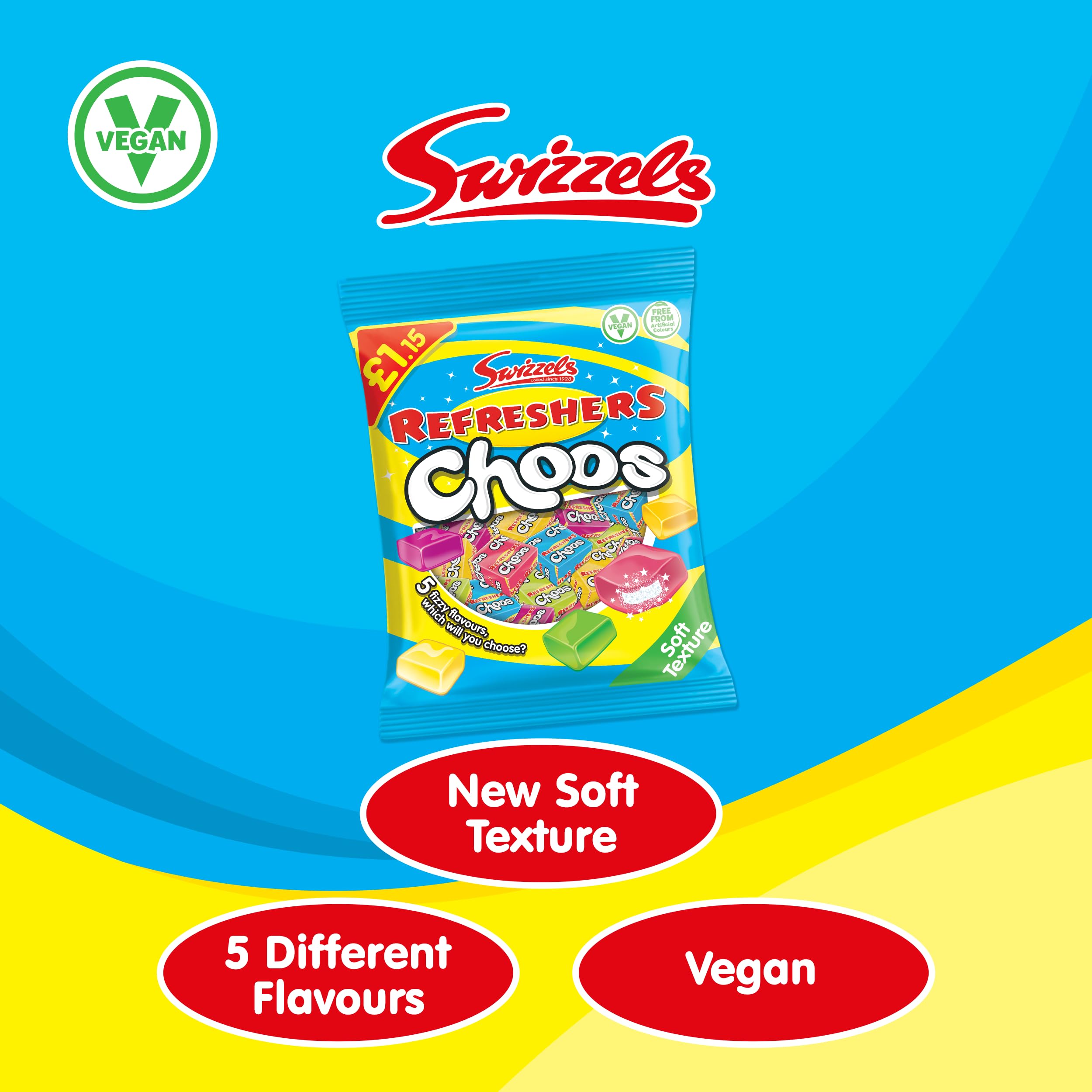 Swizzels Refreshers Choos - Fizzy Fruit Chewy Sweets | 115g Bag 3