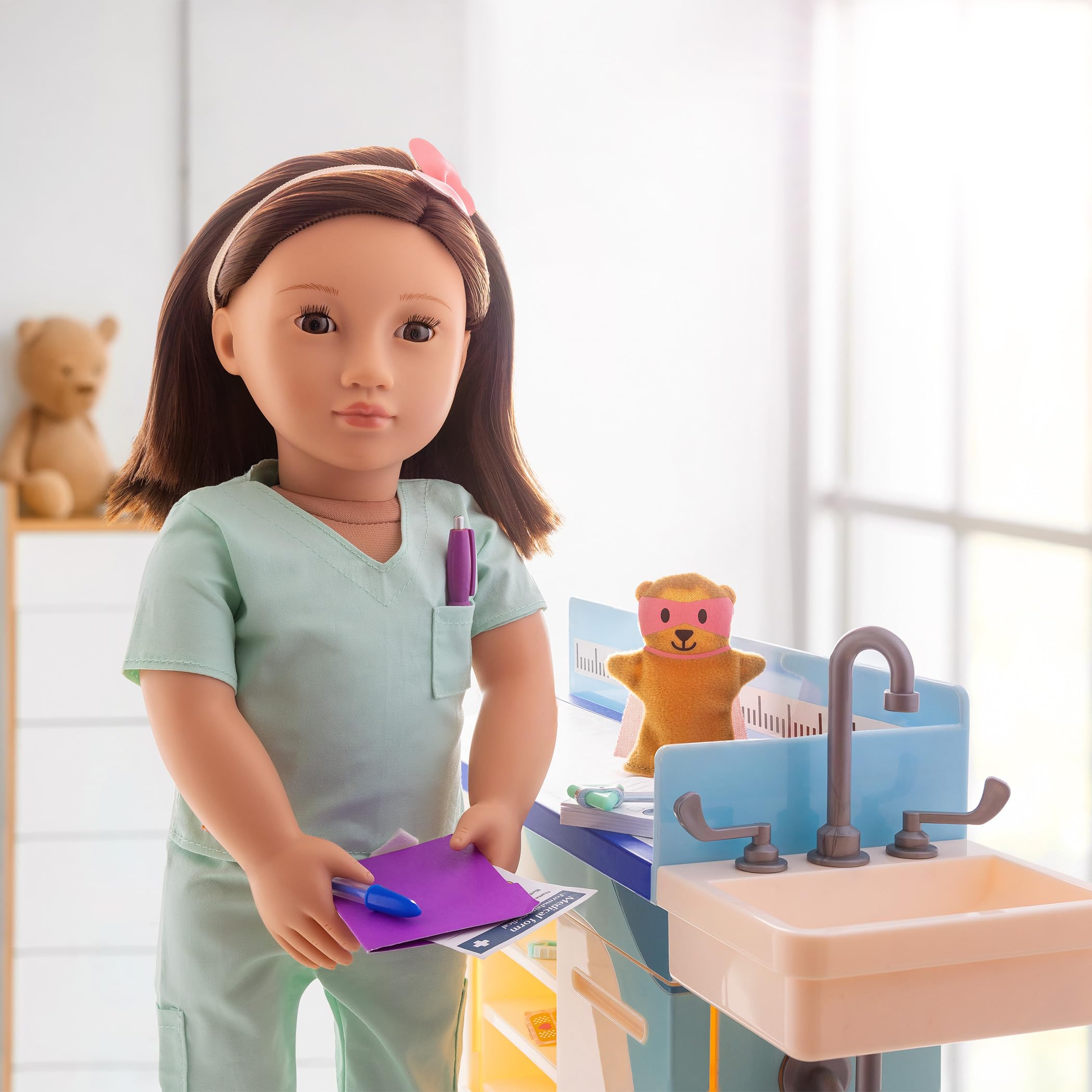 Our Generation Sweet Surgeon Scrubs Outfit - Doctor Accessories for 18-Inch Dolls | Green