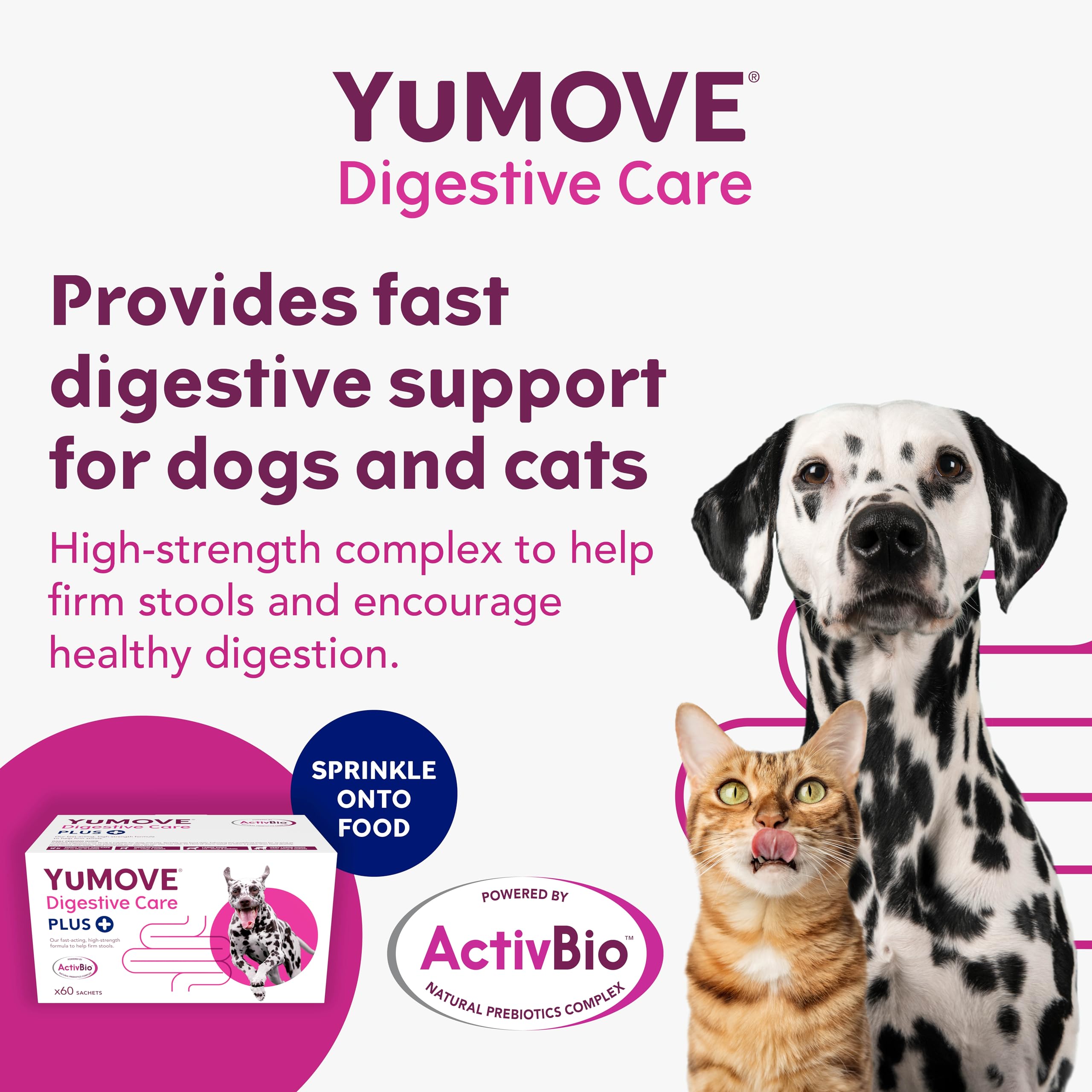 YuMOVE Digestive Care PLUS Pre and Probiotics Supplement for Dogs & Cats | 60 Sachets | Powder Form 2