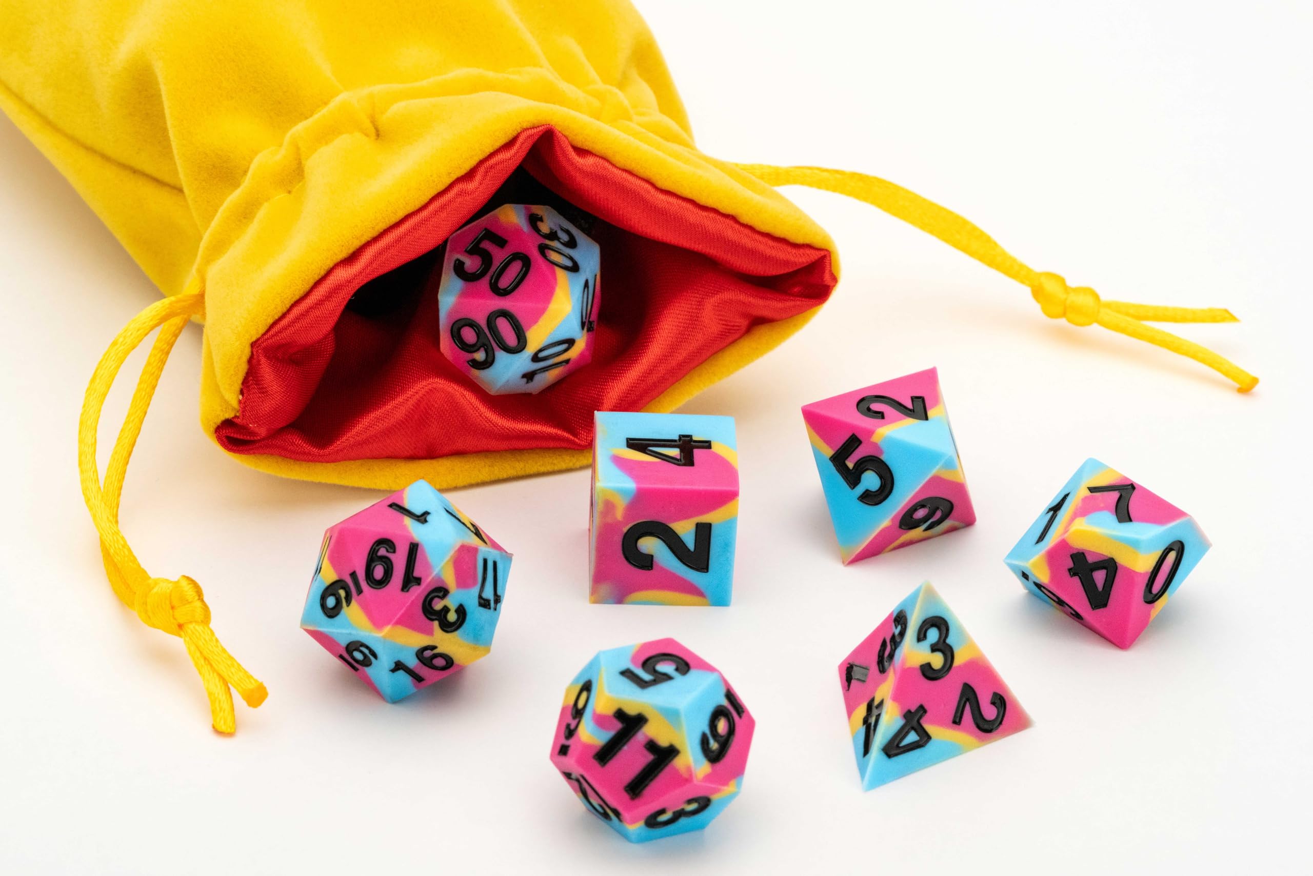 FanRoll Pansexual Sharp Edge Silicone Polyhedral Dice Set (16mm, 7-Piece) 8