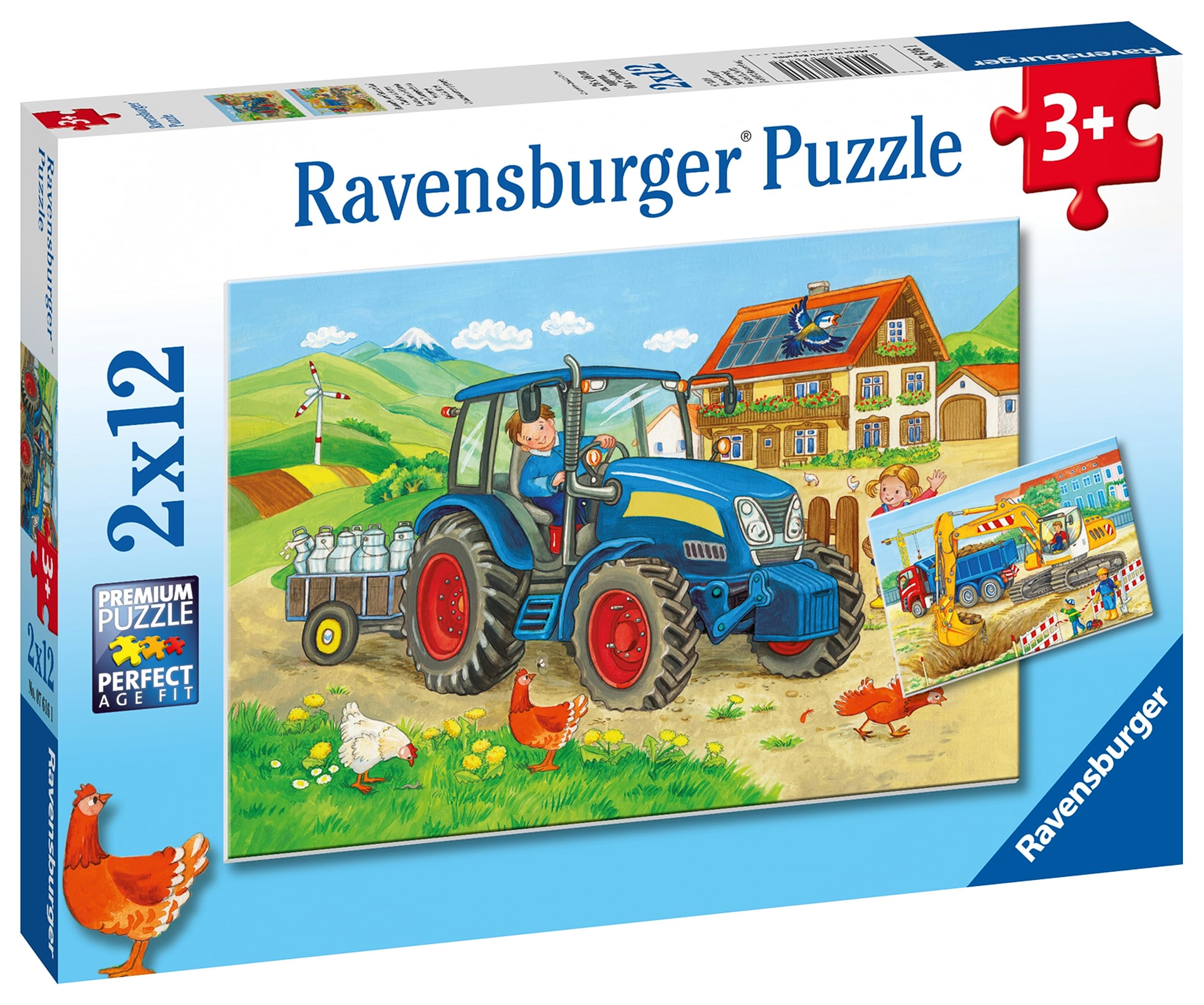 Ravensburger Construction site and Farm Puzzle Set - 2x24 Pieces | Ages 3+ | 26x18cm 8