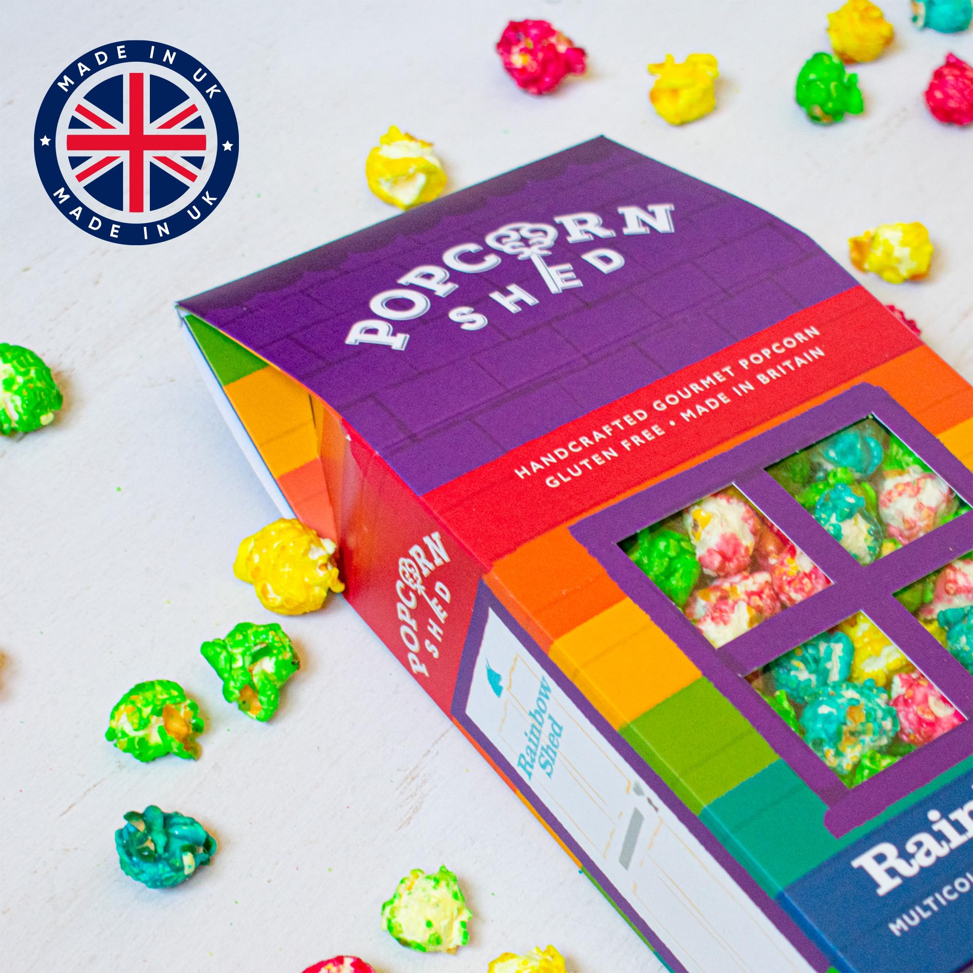 Popcorn Shed Rainbow Shed Gourmet Popcorn (1 x 80g) - Multicoloured Vanilla Caramel Snack 7