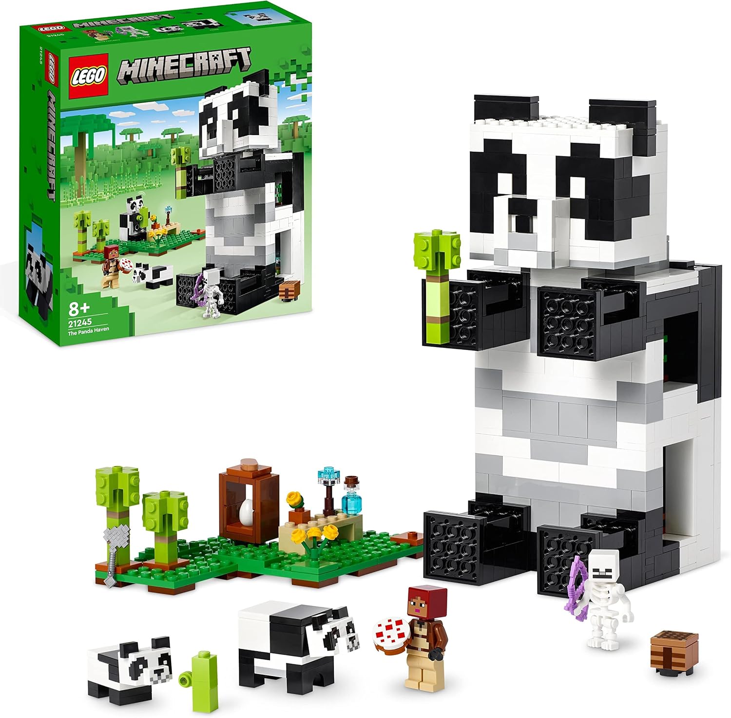 LEGO 21245 Minecraft The Panda Haven Set - 3-Floor Movable Panda House Playset for Kids 8+