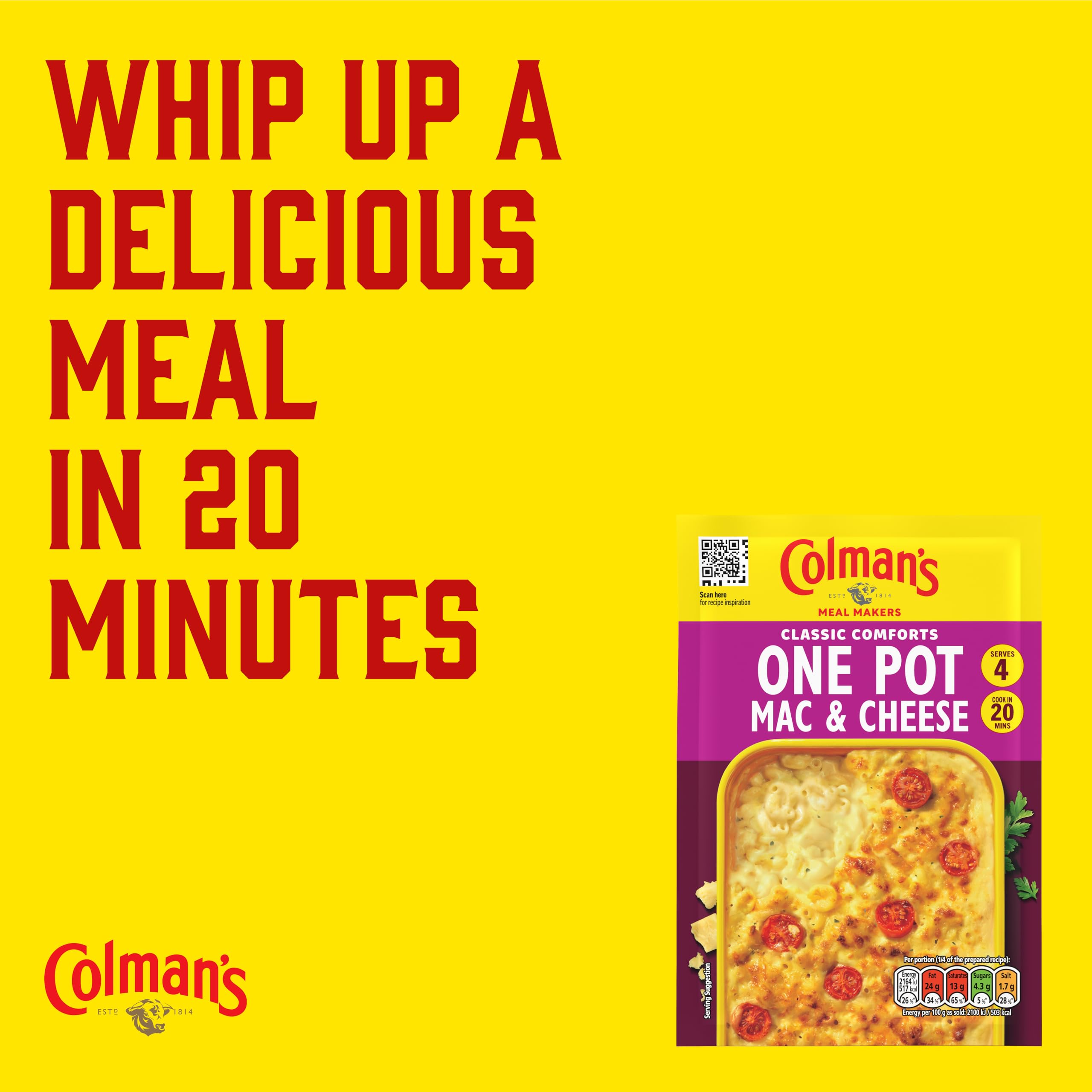 Colman's Classic Comforts One Pot Mac and Cheese Meal Maker Mix | 4 Servings | 40g 6