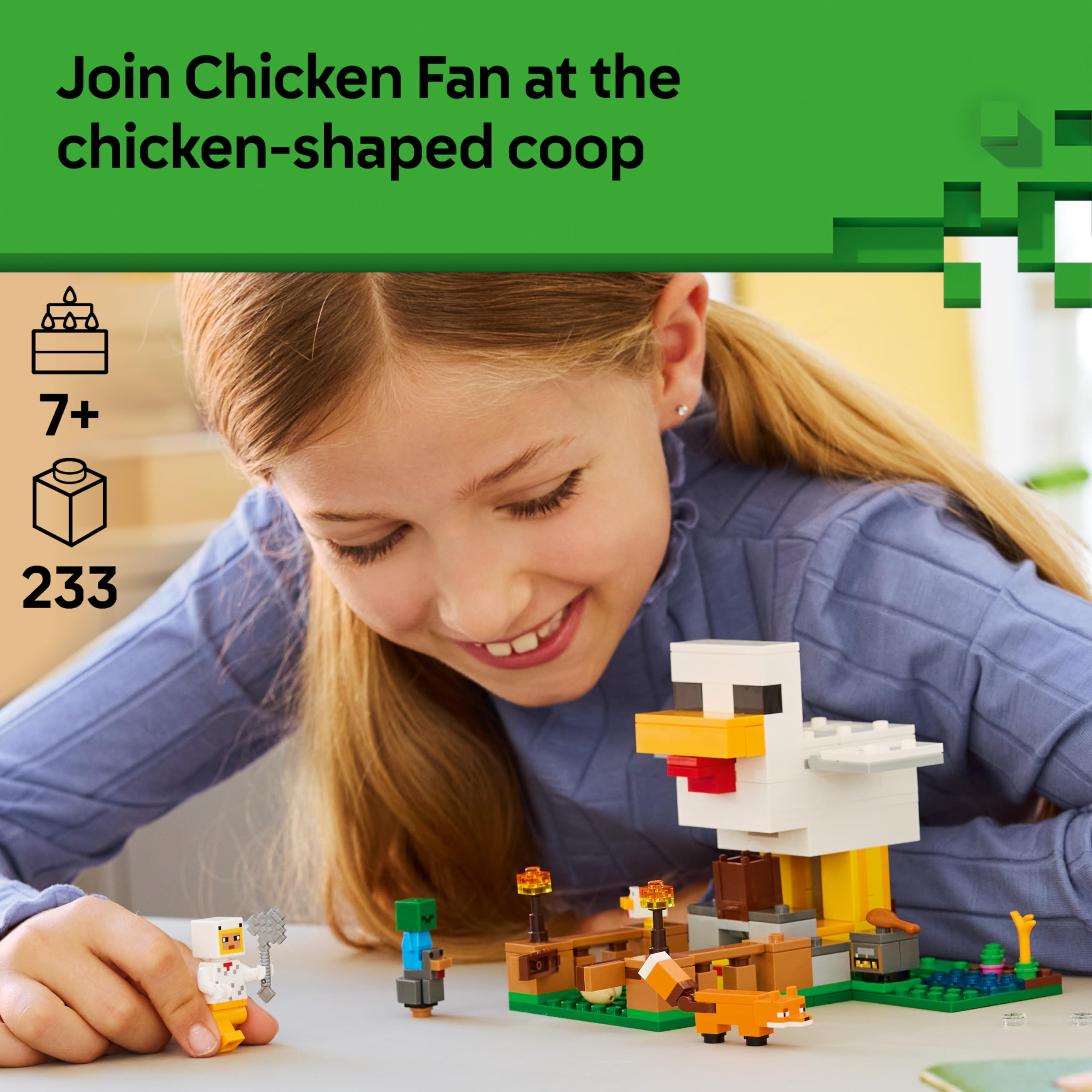 LEGO Minecraft Chicken Farm Building Set 21585 | Ages 7+ | Includes Chicken Fan Minifigure