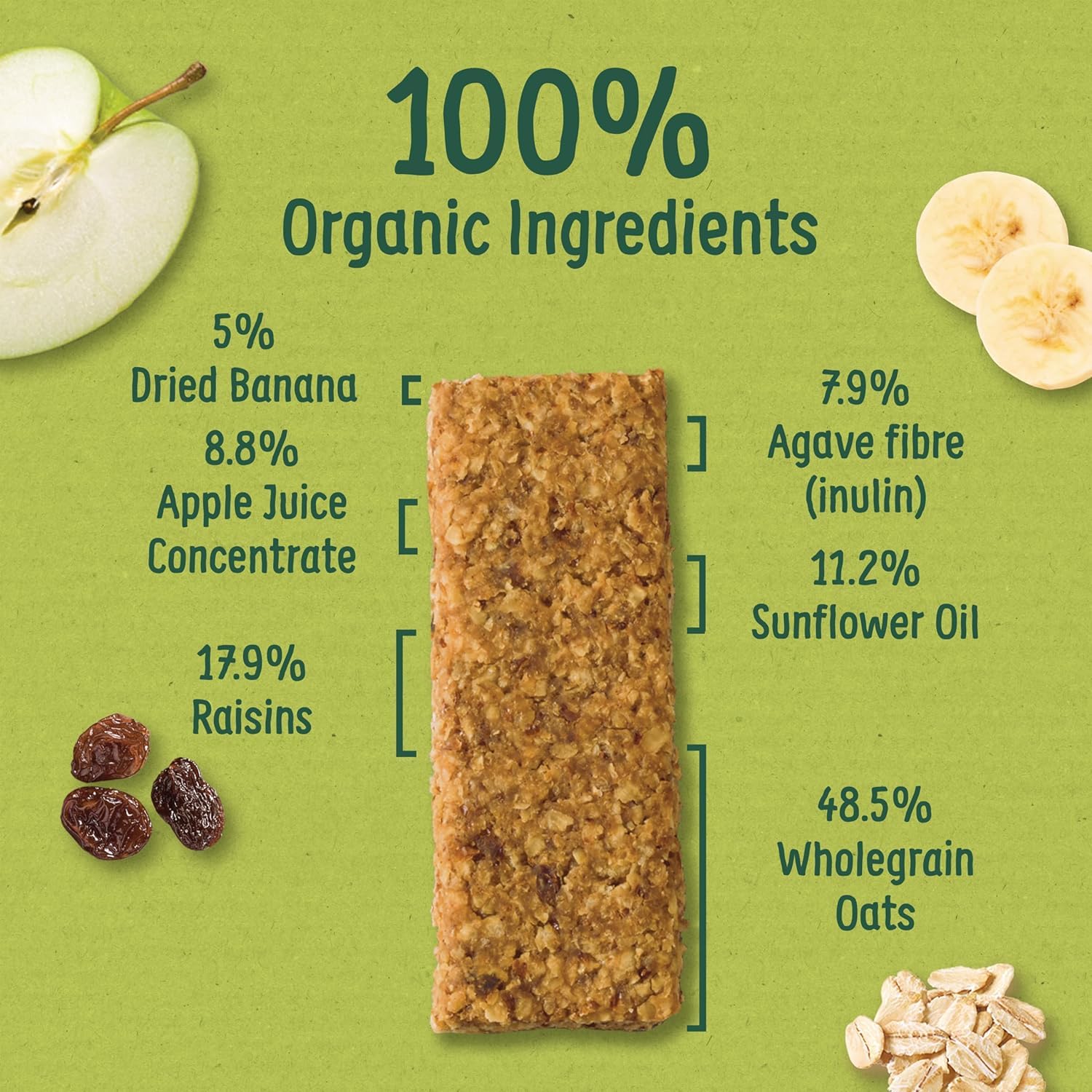 Organix Banana Organic Soft Oaty Snack Bars Multipack, No Added Sugar, 6 x 23g Bars (6 Boxes) 7