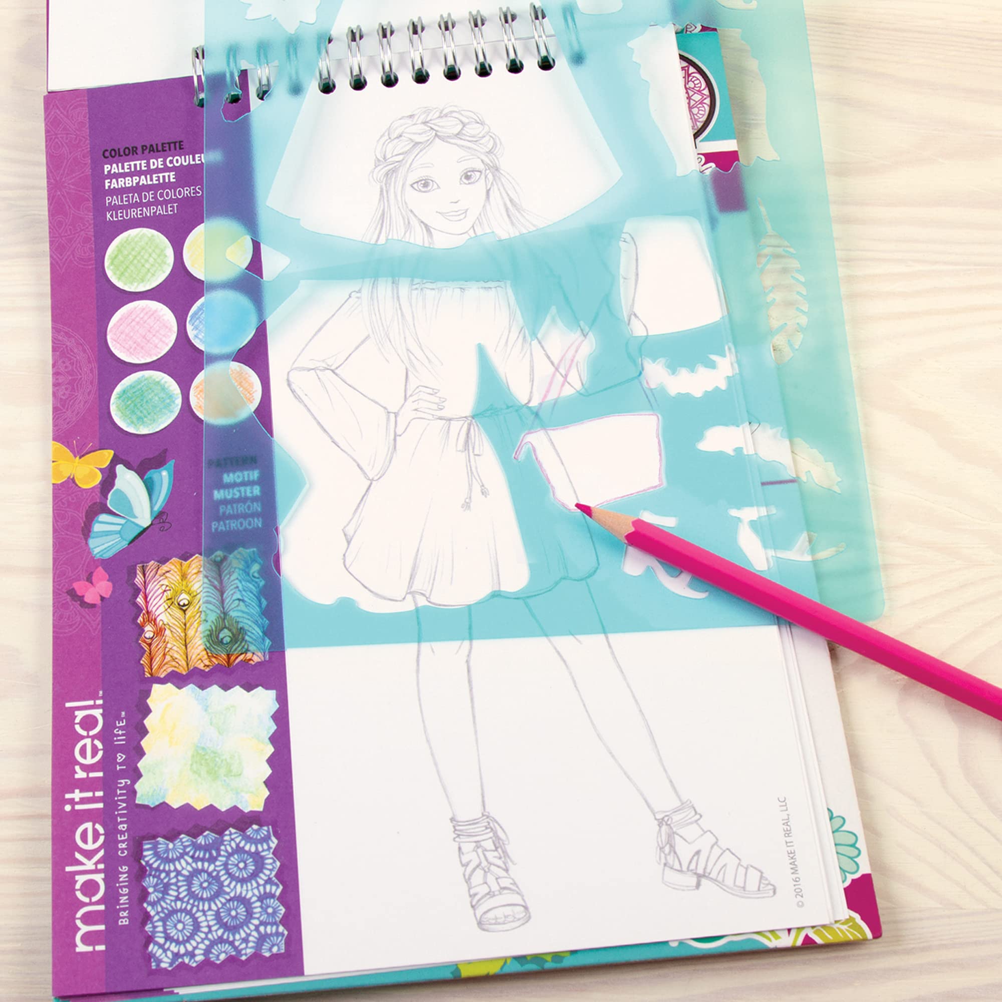 Make It Real Fashion Design Sketchbook: Blooming Creativity | Includes Stencils, Puffy Stickers, Foil Stickers | Ages 6+ 3