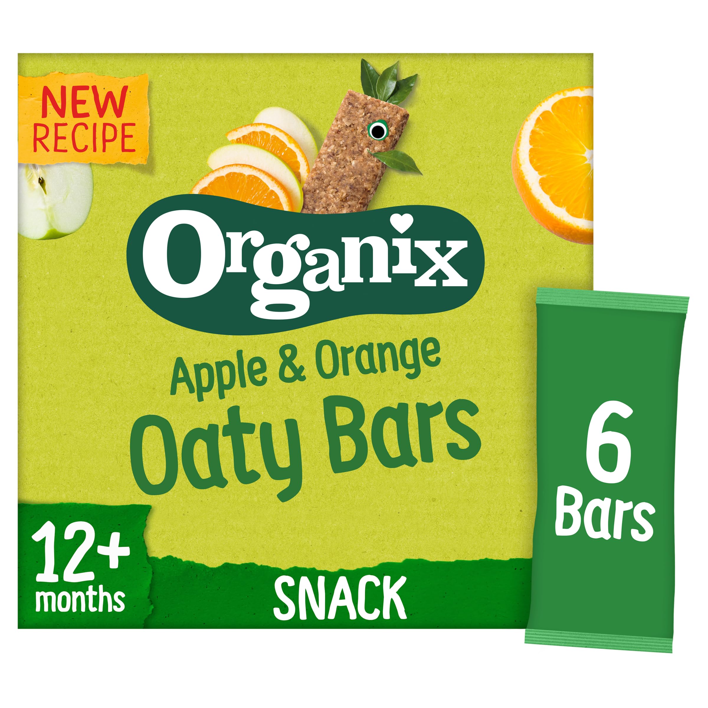 Organix Apple & Orange Soft Oaty Bars - Wholegrain Oats Base | 138g Bar