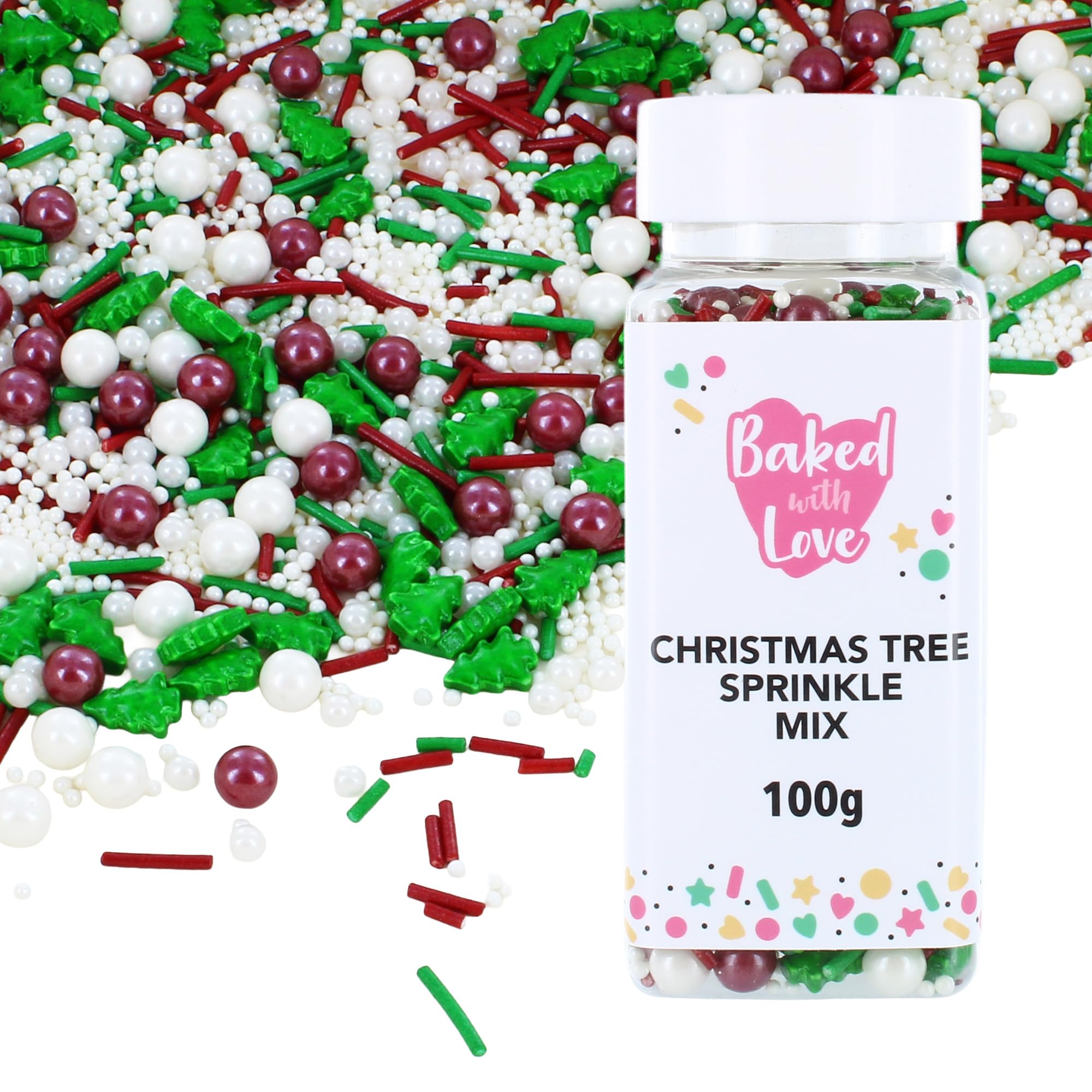 Baked with Love - Christmas Sprinkles Edible Decorations 100g