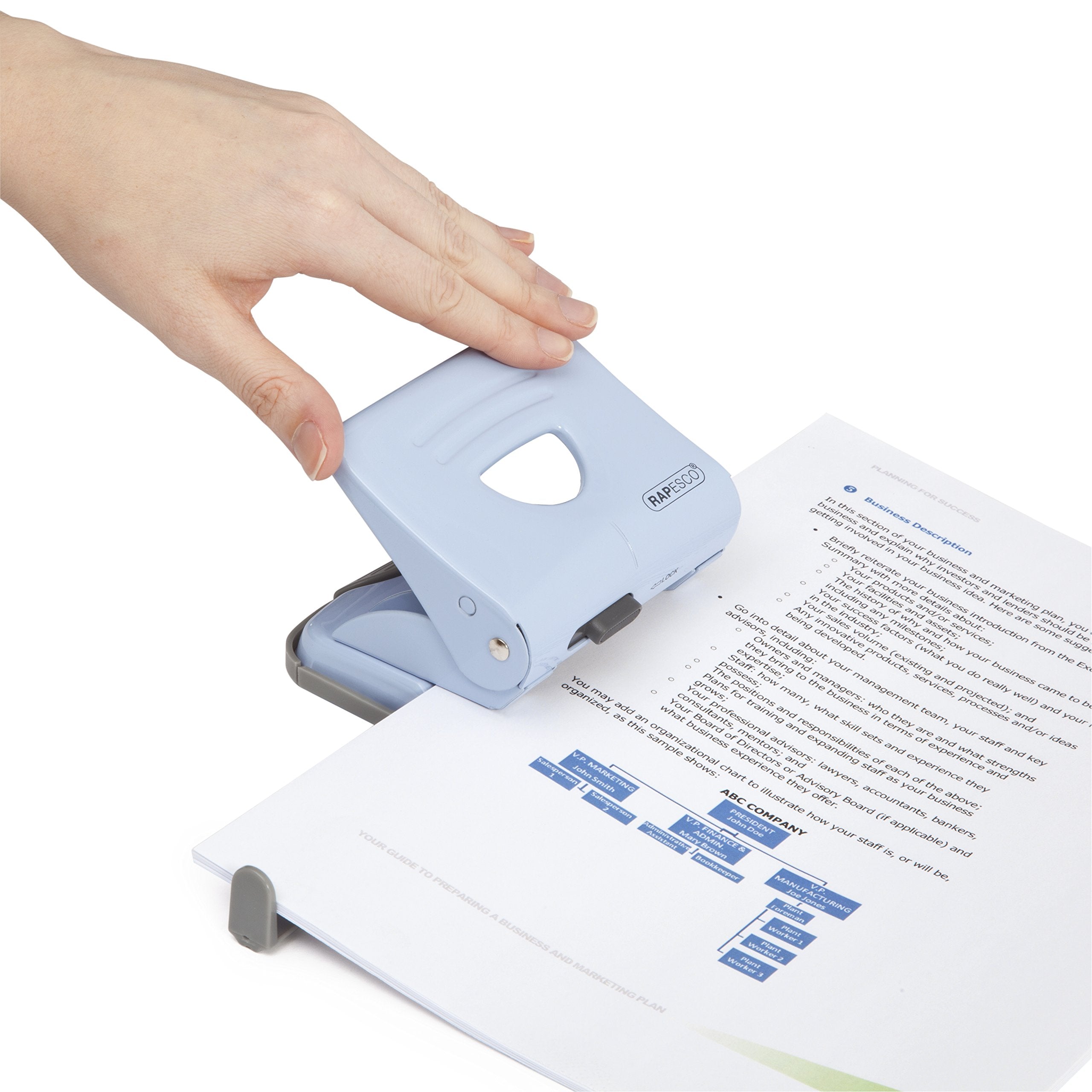 RAPESCO 1359 2-Hole Metal Punch - 25 Sheet Capacity | Powder Blue | 80mm Distance