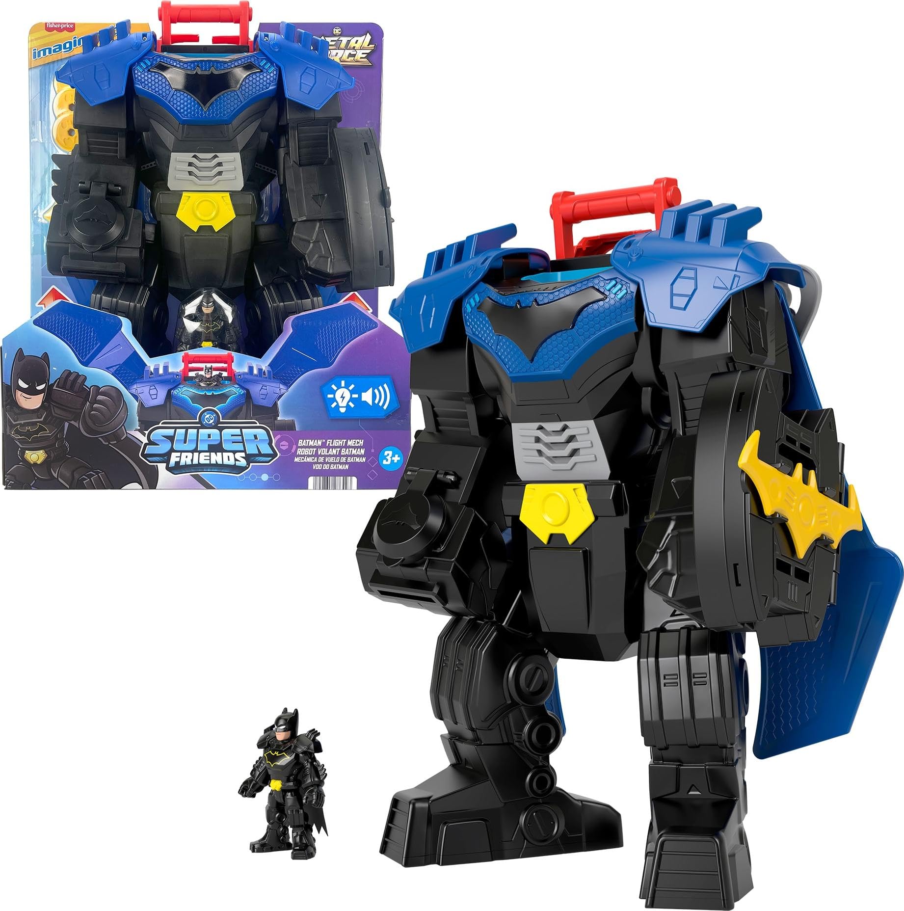 Fisher-Price Imaginext DC Super Friends Batman Flight Mech with Lights & Sounds - Action Figure Playset for Kids 3+