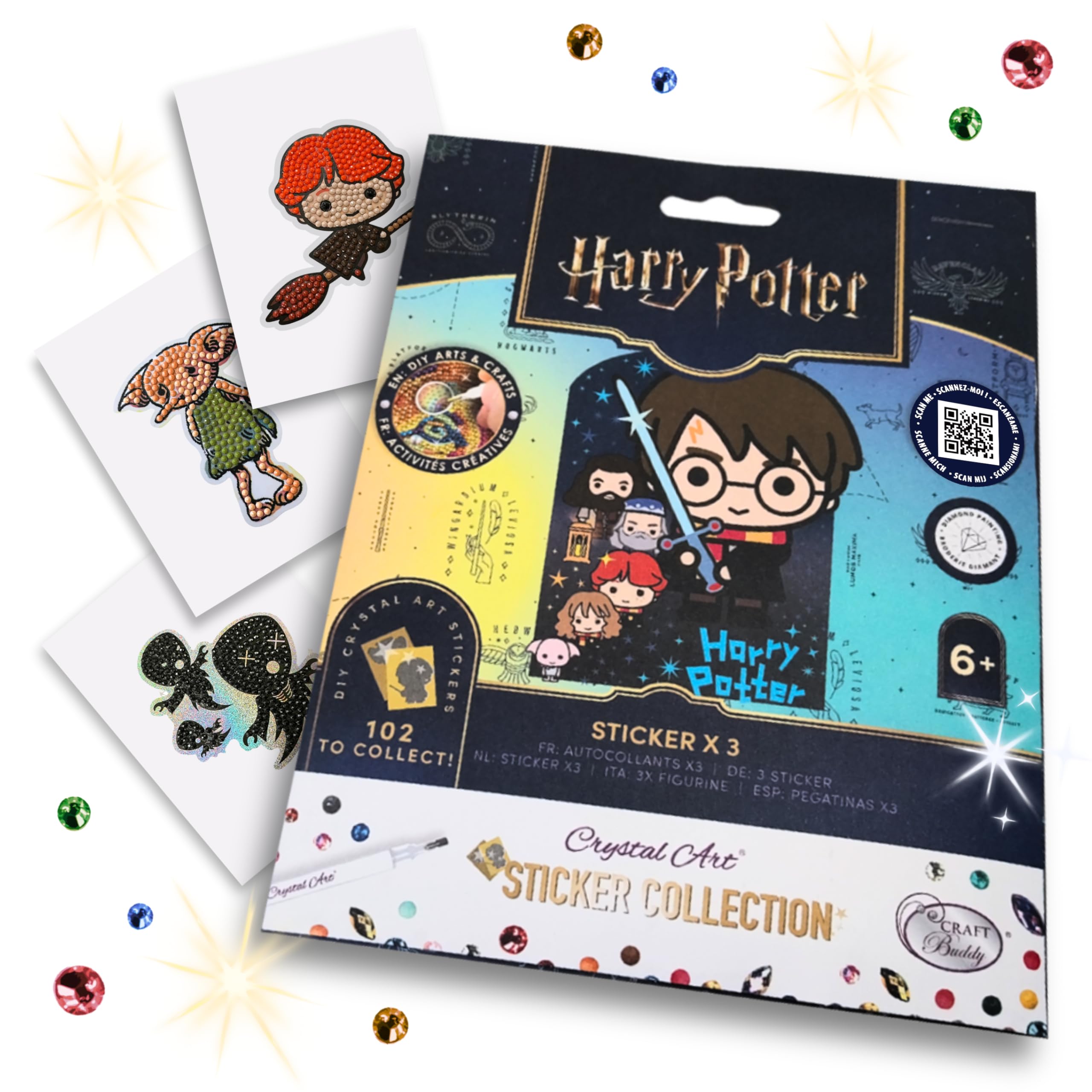CRYSTAL ART Harry Potter Sticker Pack - 3 Mystery Diamond Art Collectible Stickers 1