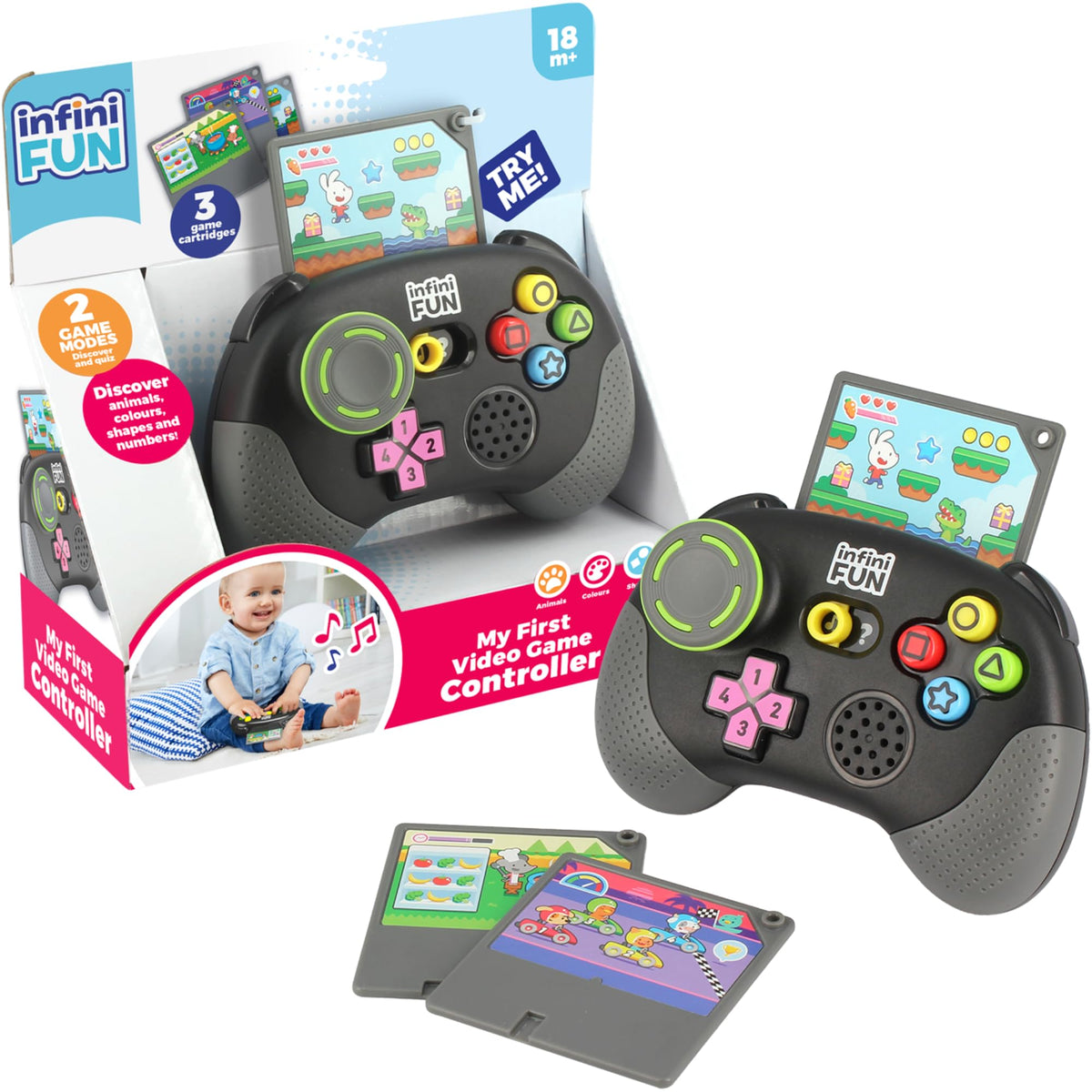Infini Fun My First Video Game Controller - Pretend Play Toy for Toddlers | Multicolor Plastic