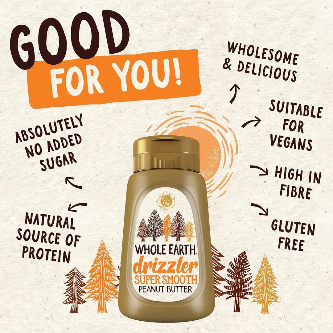 Whole Earth Drizzler Original Roasted Peanut Butter - Super Smooth Squeezy Spread