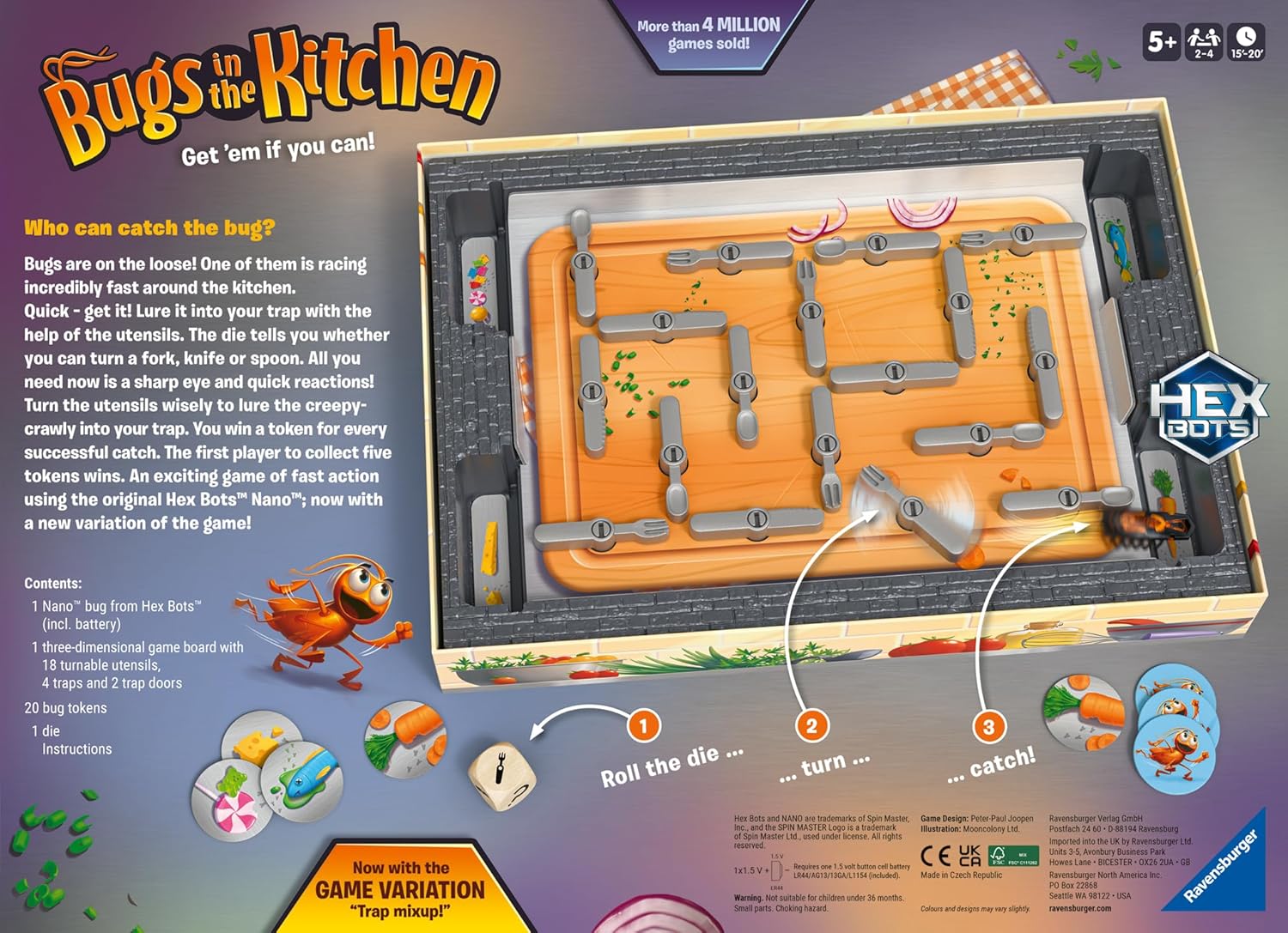 Ravensburger Bugs in The Kitchen Board Game with HEXBUG Nano 3